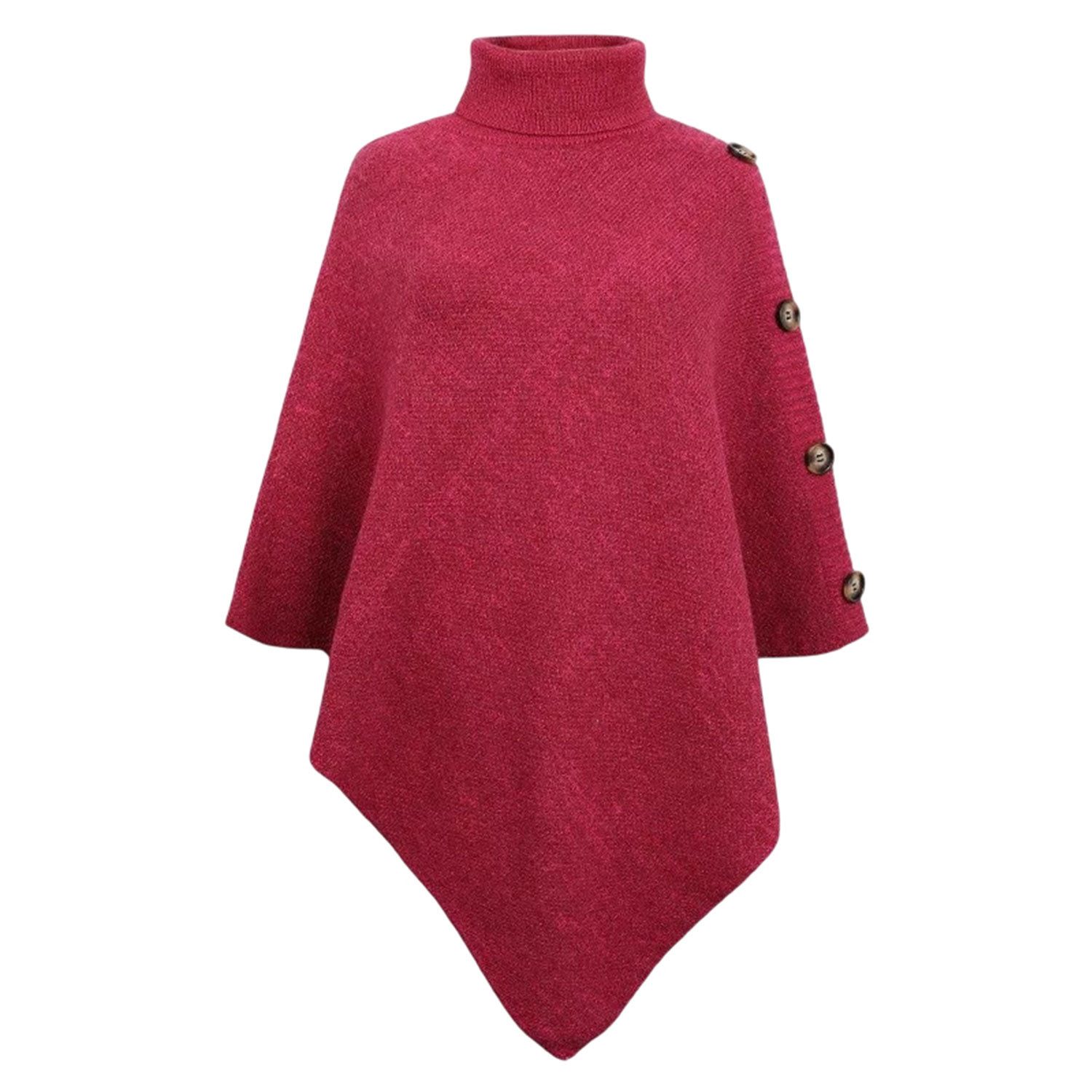 Refttenw Poncho Unregelmäßiger Umhang,Umhang mit hohem Kragen,lässiger Pullover