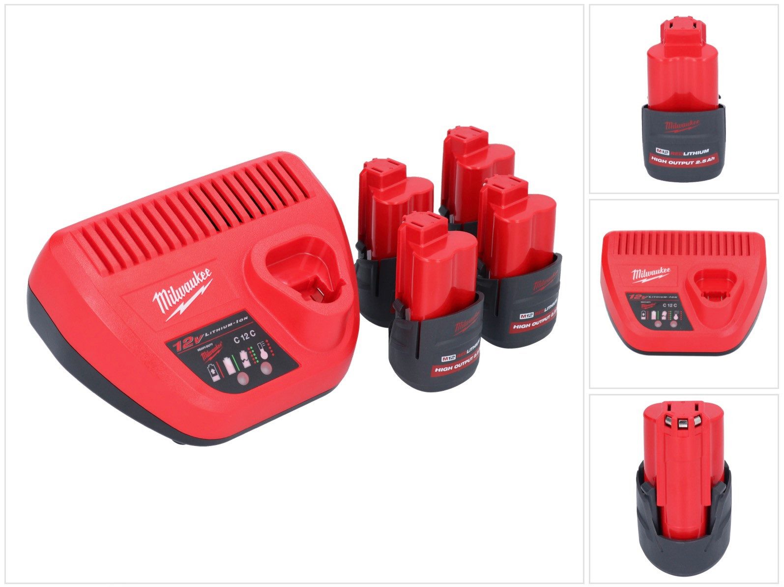 Milwaukee M12 HNRG-254 Akku Starter Set High Output 12 V Akkupacks