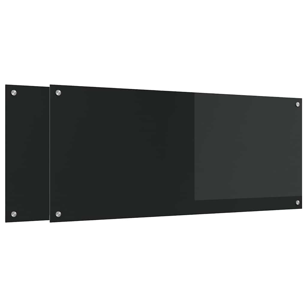 vidaXL Küchenrückwand Küchenrückwand 2 stk. Schwarz 120 x 50 cm Gehärtetes Glas, (2-tlg)