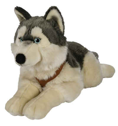 Uni-Toys Kuscheltier Großer Husky (mit Geschirr) - 62 cm (Länge) - Plüsch-Hund - Plüschtier, zu 100 % recyceltes Füllmaterial