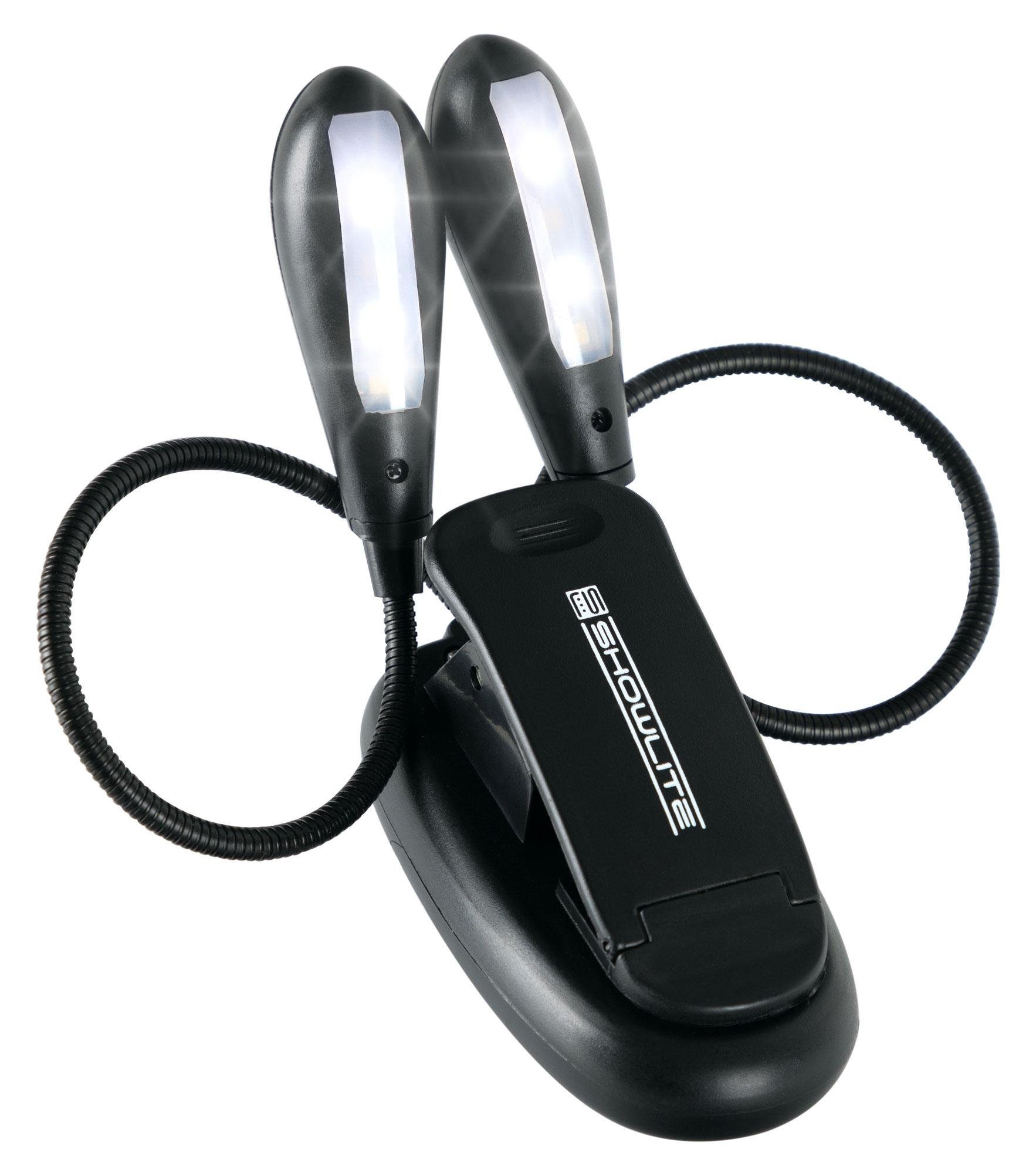 Showlite Notenpult Bright Light 8 Plus LED Notenpultleuchte, (Clip Leselampe, 3-tlg., Inkl. Batterien und USB-Kabel), Zwei Farbtemperaturen (kaltweiß/warmweiß)