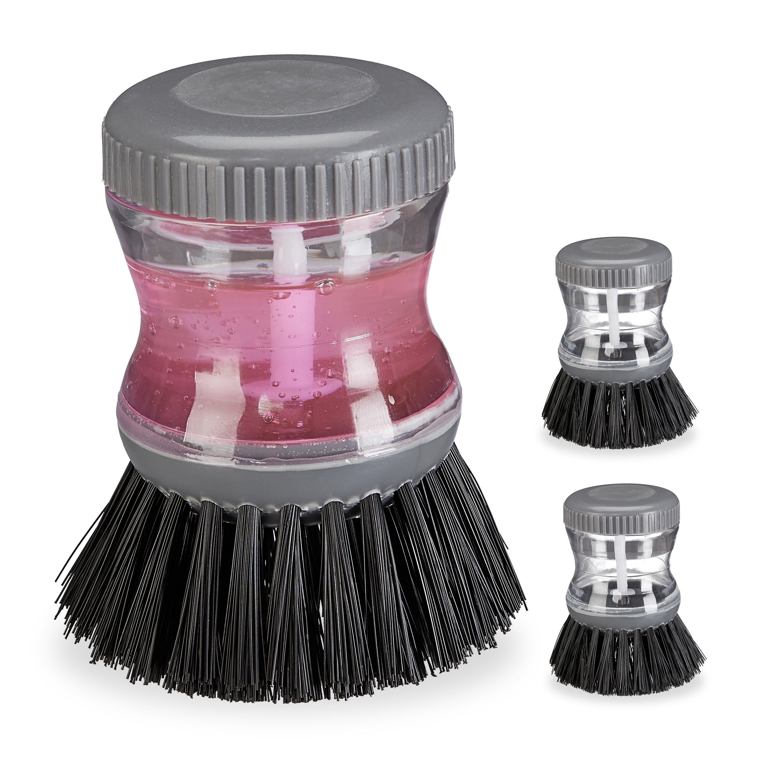 relaxdays Geschirrspüleinsatz Spülbürste mit Spülmittelspender Set