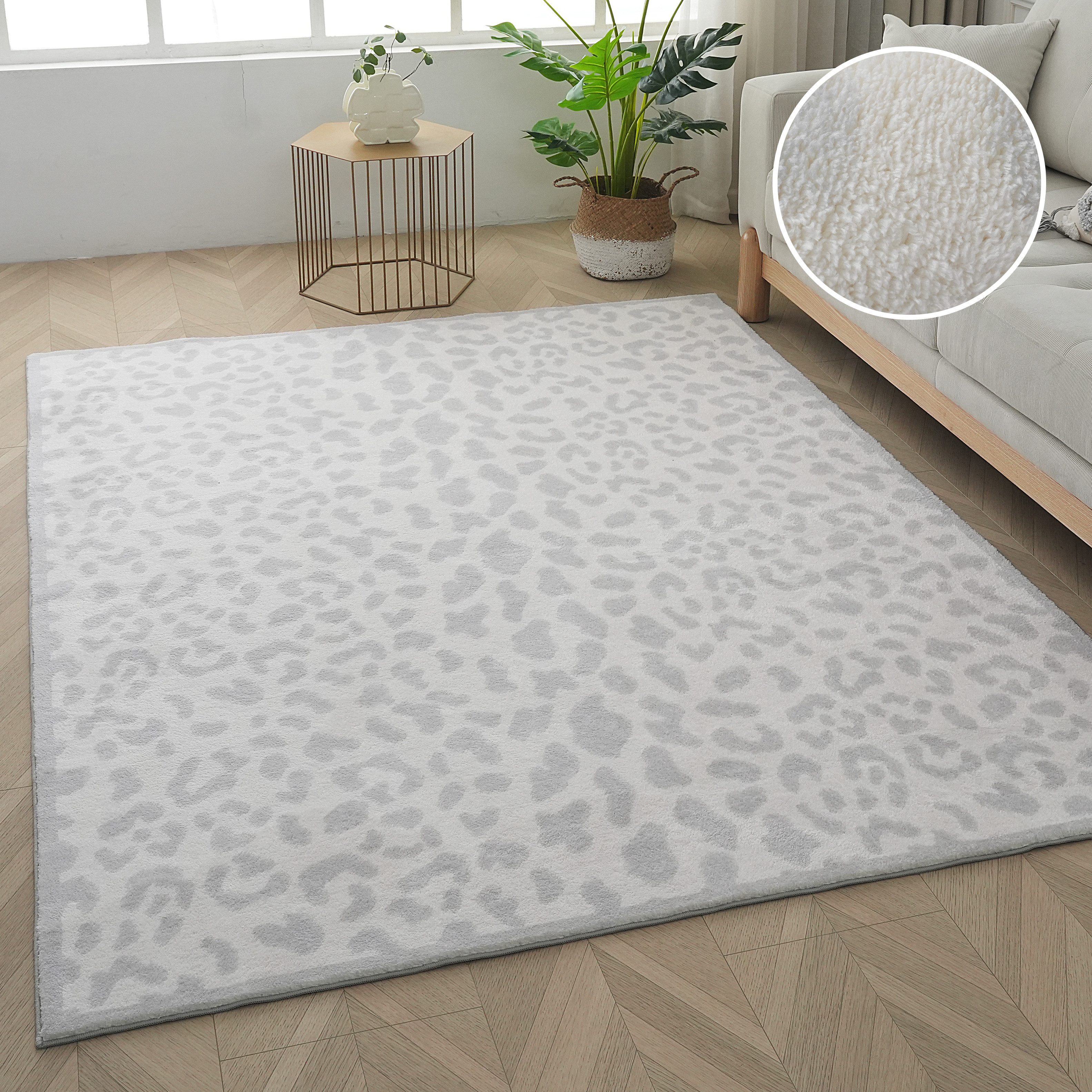 OTTO home Teppich Leo, mit trendigem Leopardenmuster, waschbar, rechteckig, Höhe: 12 mm, kuschelig & weich, modern, Animal Print, Wohnzimmer, Schlafzimmer