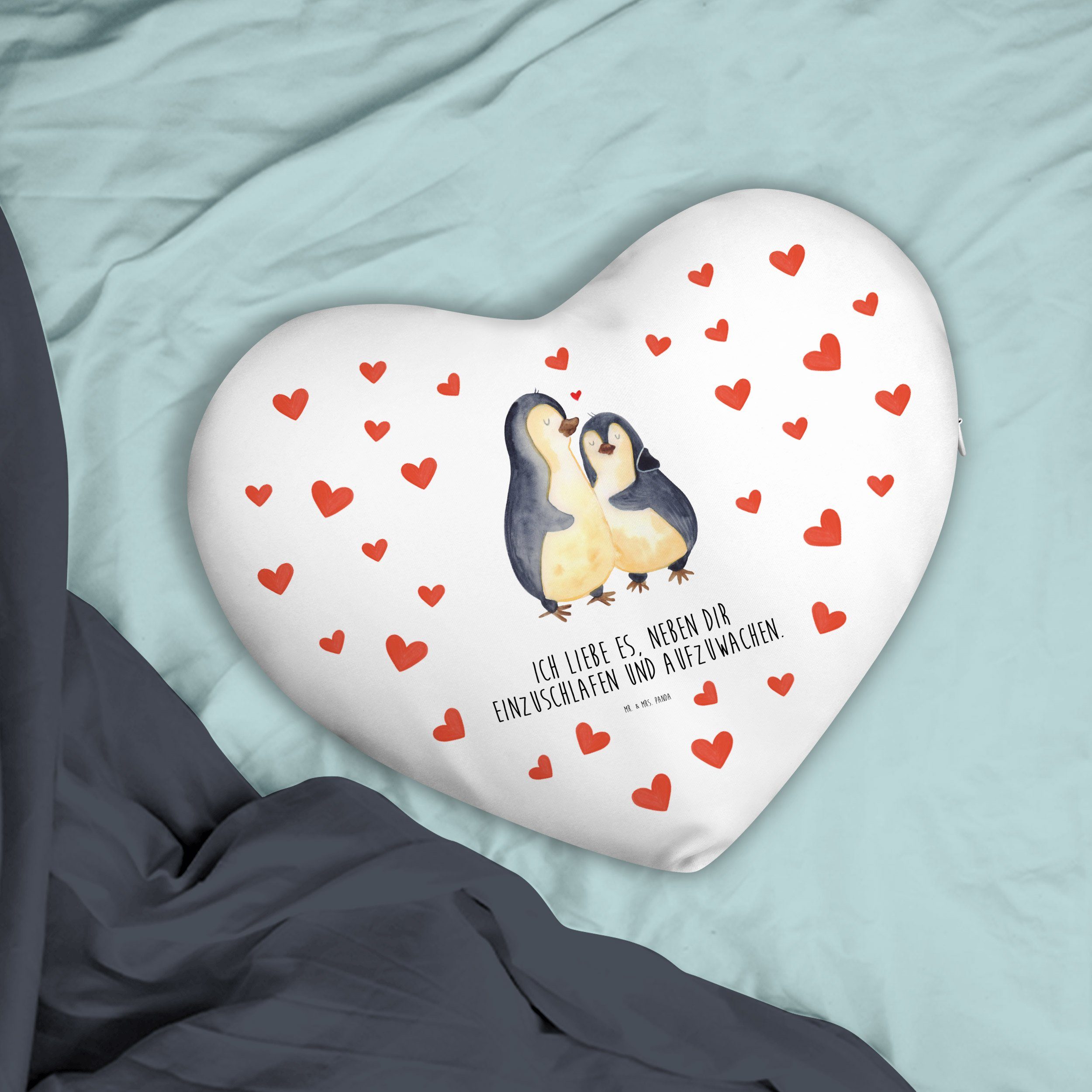Mr. & Mrs. Weiß für für Ehemann, - Dekokissen - Pinguine Fre Geschenk Einschlafen Panda Geschenk
