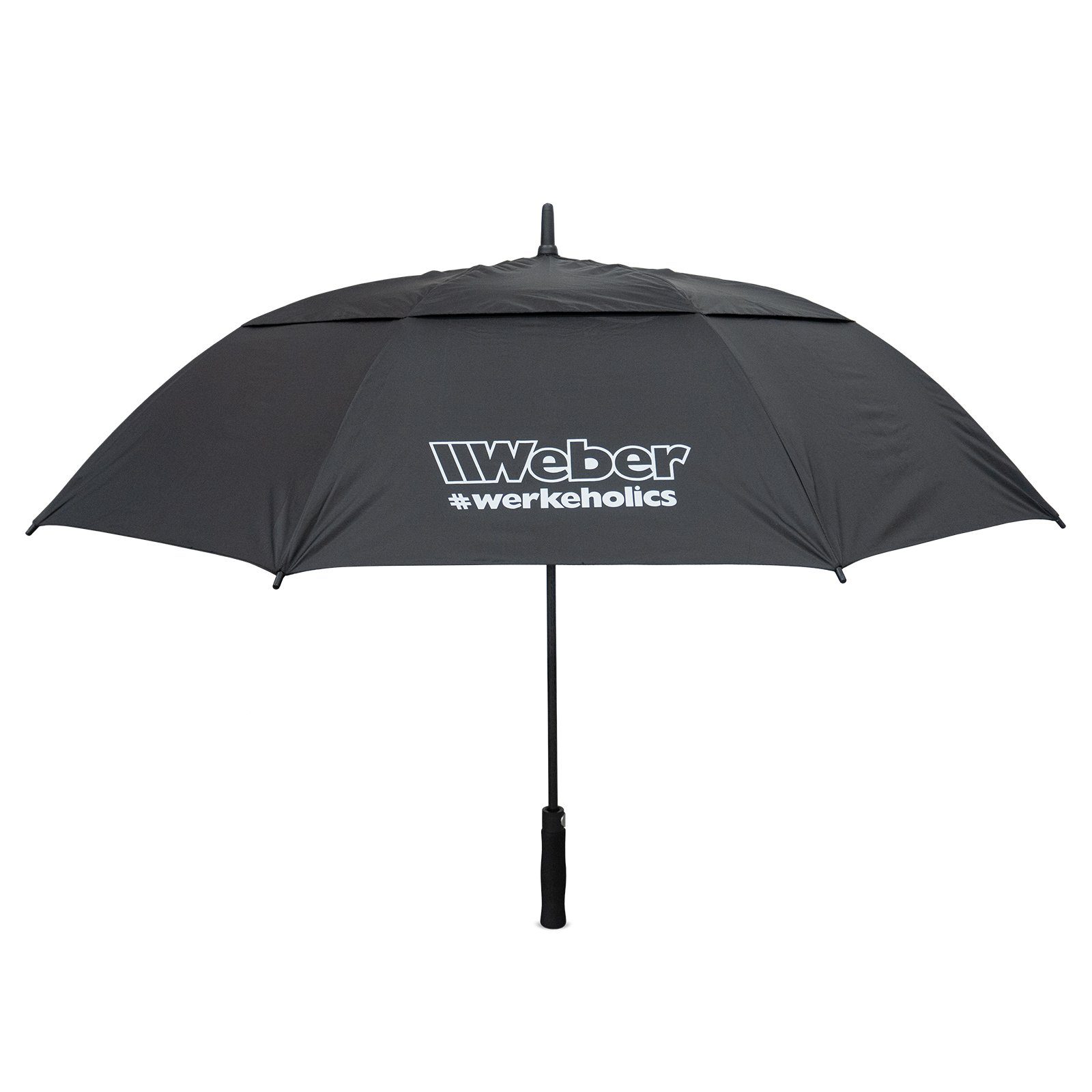 Weber GmbH Stockregenschirm Weber #Werkeholics Regenschirm schwarz, windsicher