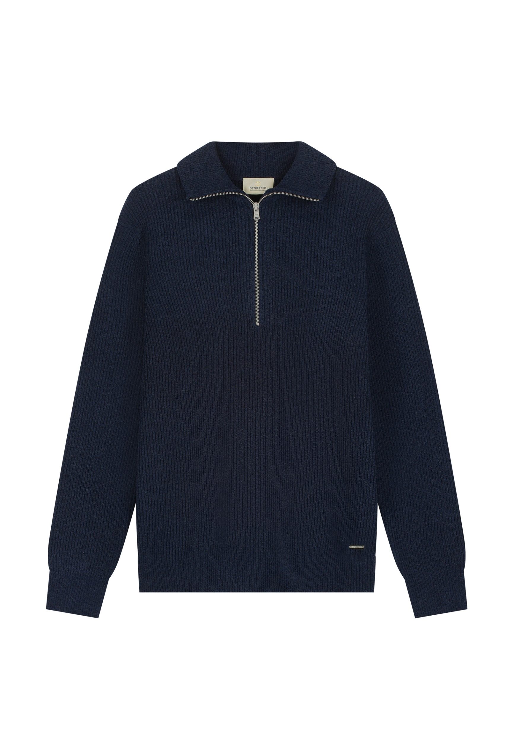 Dstrezzed Strickpullover Josiah Skipper - Weicher Troyer mit Reißverschluss und Rippstruktur