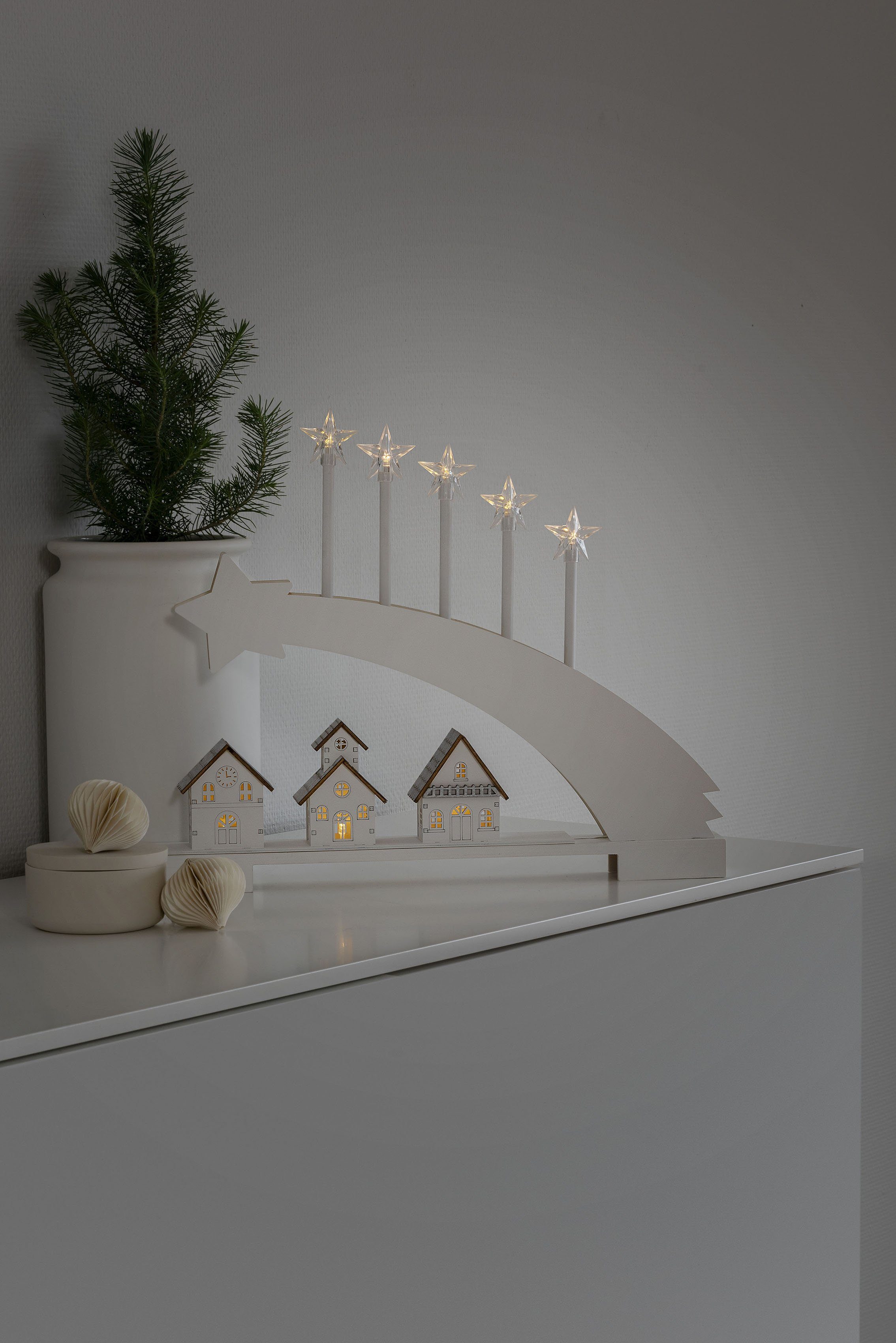 den Fensterleuchter LED Holzsilhouette, fest für LED Weihnachtsdeko, Warmweiß, KONSTSMIDE \