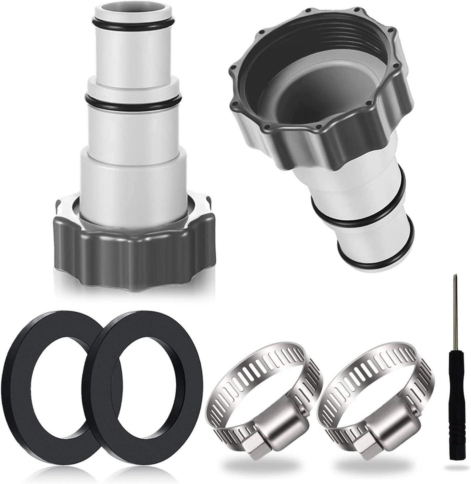 Entwässerungsrinne 2er Pack Poolschlauch Adapter für Intex Pool Ø 32/38mm Grau