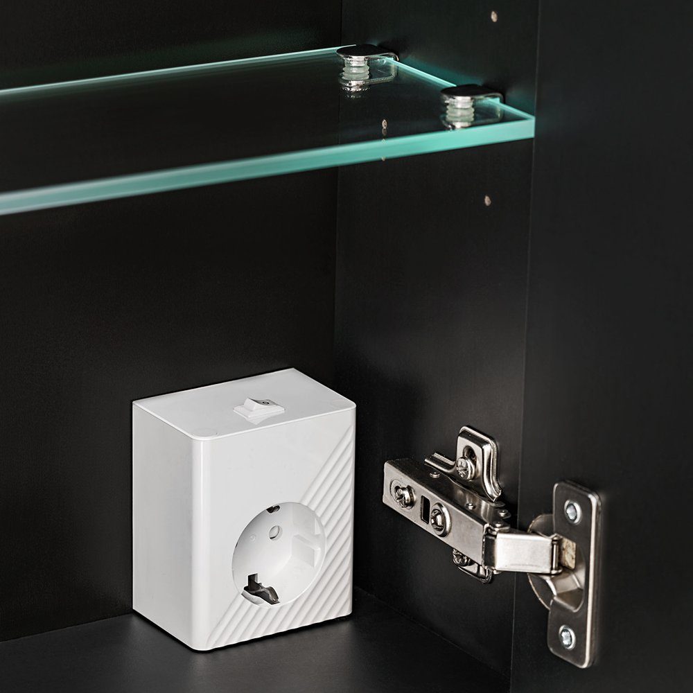 Lomadox Spiegelschrank PUEBLA-56-BLACK 160cm, LED-Beleuchtung, matt günstig online kaufen