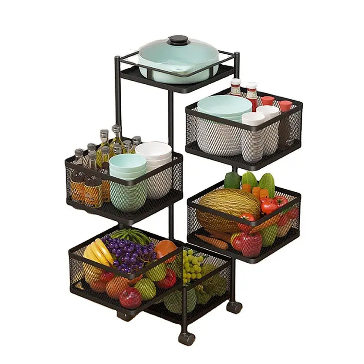 Divit Küchenregal Küchenwagen auf Rollen 6 Ablagen / Aufbewahrungsregal drehbar RE92 sch