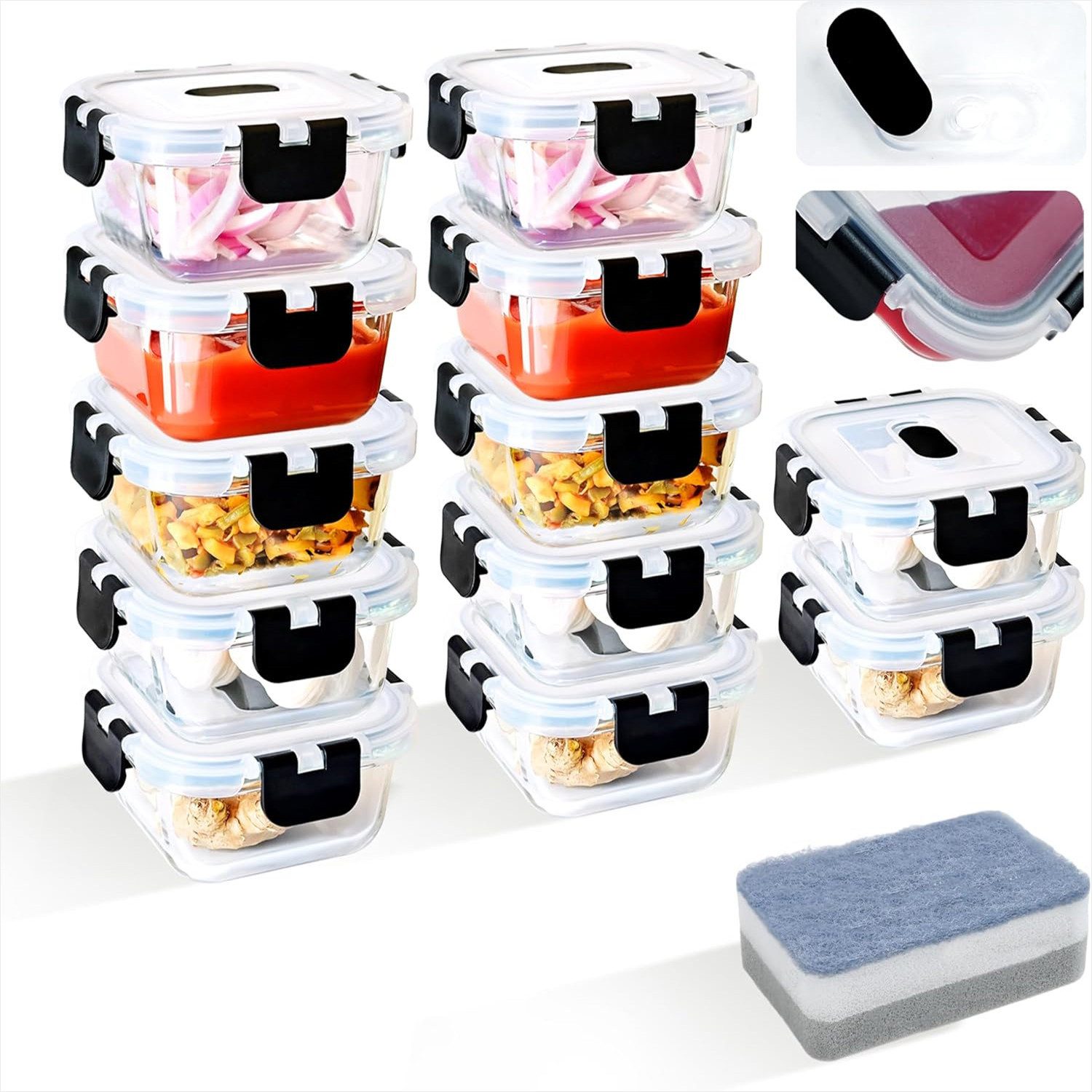 KingLux Frischhaltedose Meal Prep Boxen Glas,Vorratsbehälter Glas, Glasbehälter Mit Deckel, Borosilikatglas, (12-tlg)