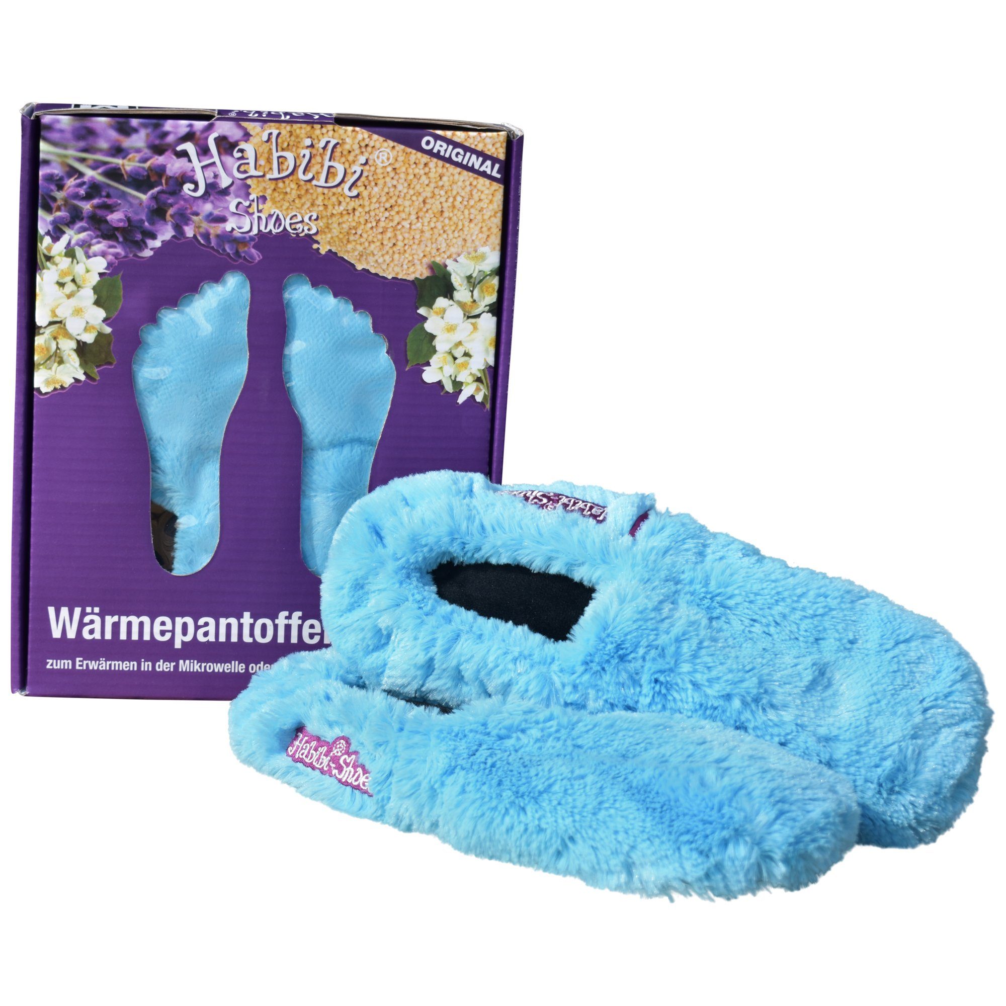 Habibi Plush Habibi Wärmeschuhe Slippers Türkis Größe M (37-40) Mikrowelle/Ofen Hüttenschuhe (1 Paar Wärme-Hausschuhe, 1 Paar Wärmeschuhe)