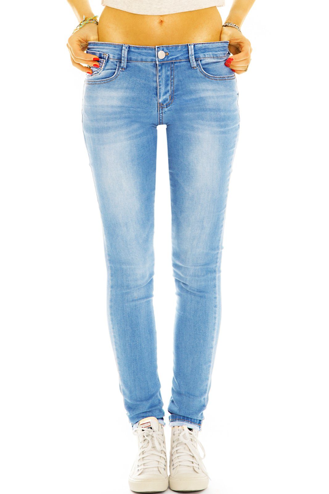 be styled Röhrenjeans Low Rise Jeans Hose Röhrenjeans Skinny Hüftjeans - Damen - j17l 5 Pocket Style