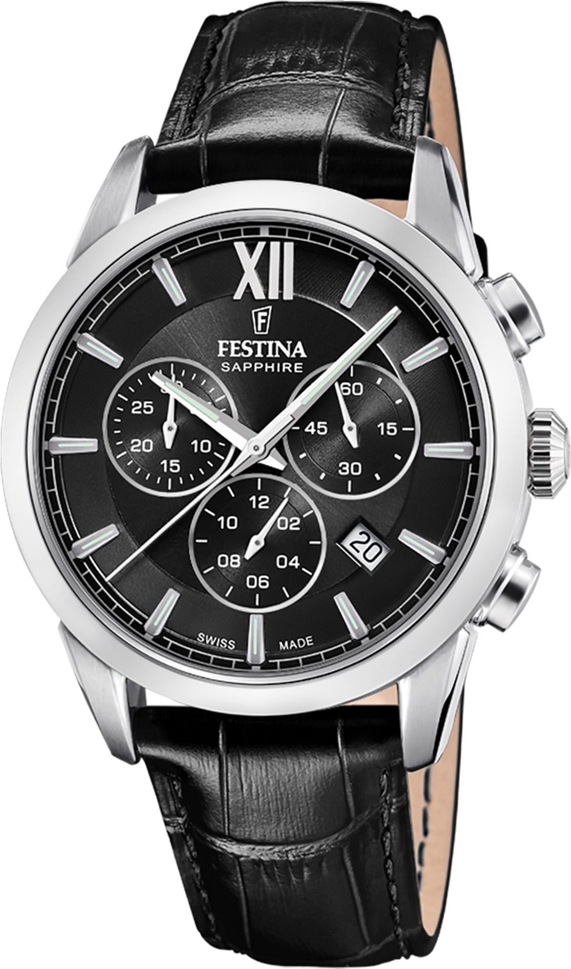Chronograph Festina Herrenuhr Leder schwarz Festina