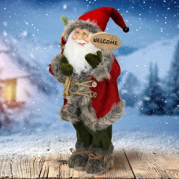 ECD Germany Weihnachtsmann Winter Tischdeko Winterdeko Weihnachten Figur Dekoration Santa Claus (kein Set, kein Set), Polyresin 22x14x47cm Rot Grün Winter Tischdeko