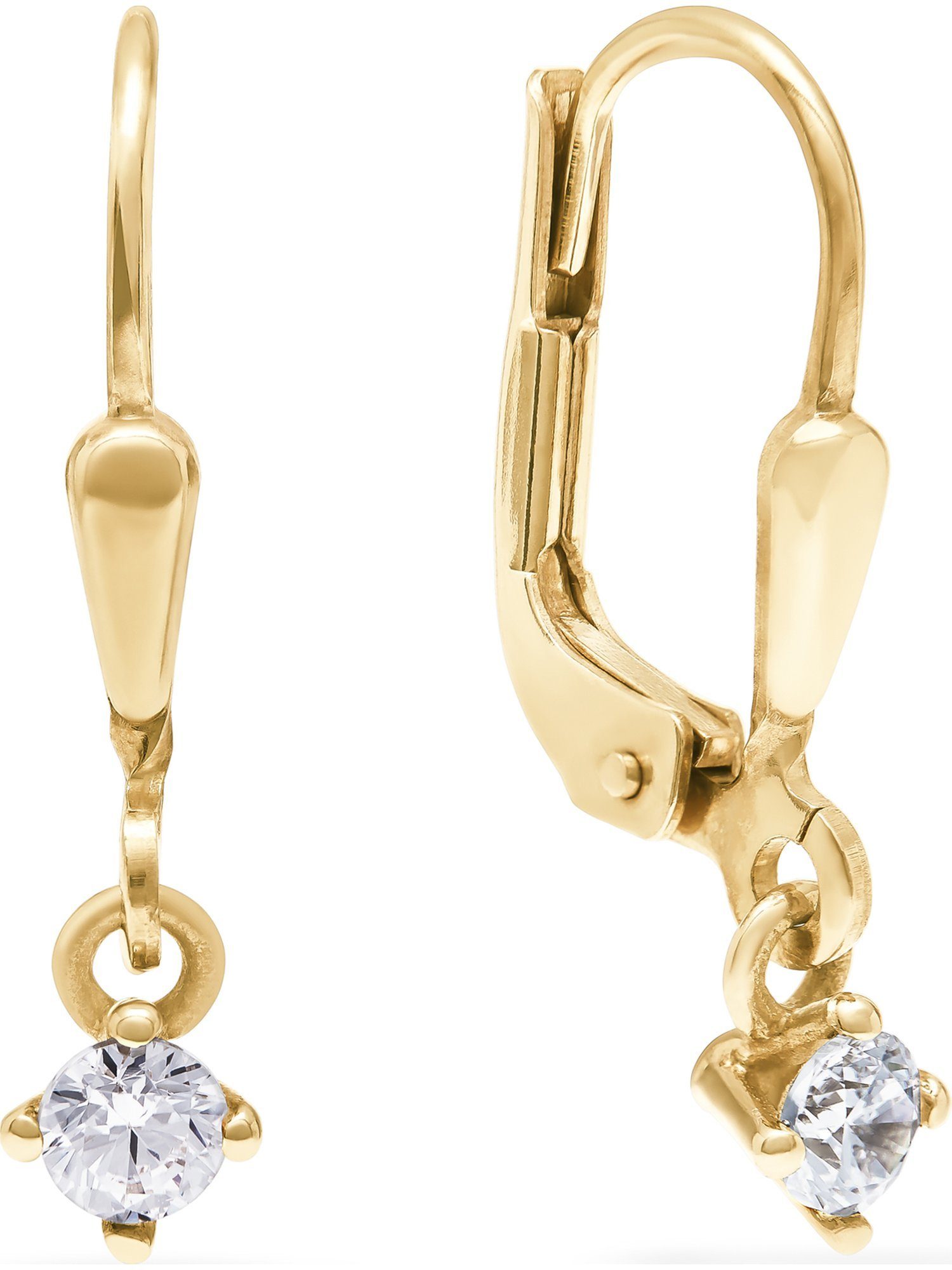 Paar Ohrhänger FAVS Damen-Ohrhänger 375er Gelbgold 2 Zirkonia