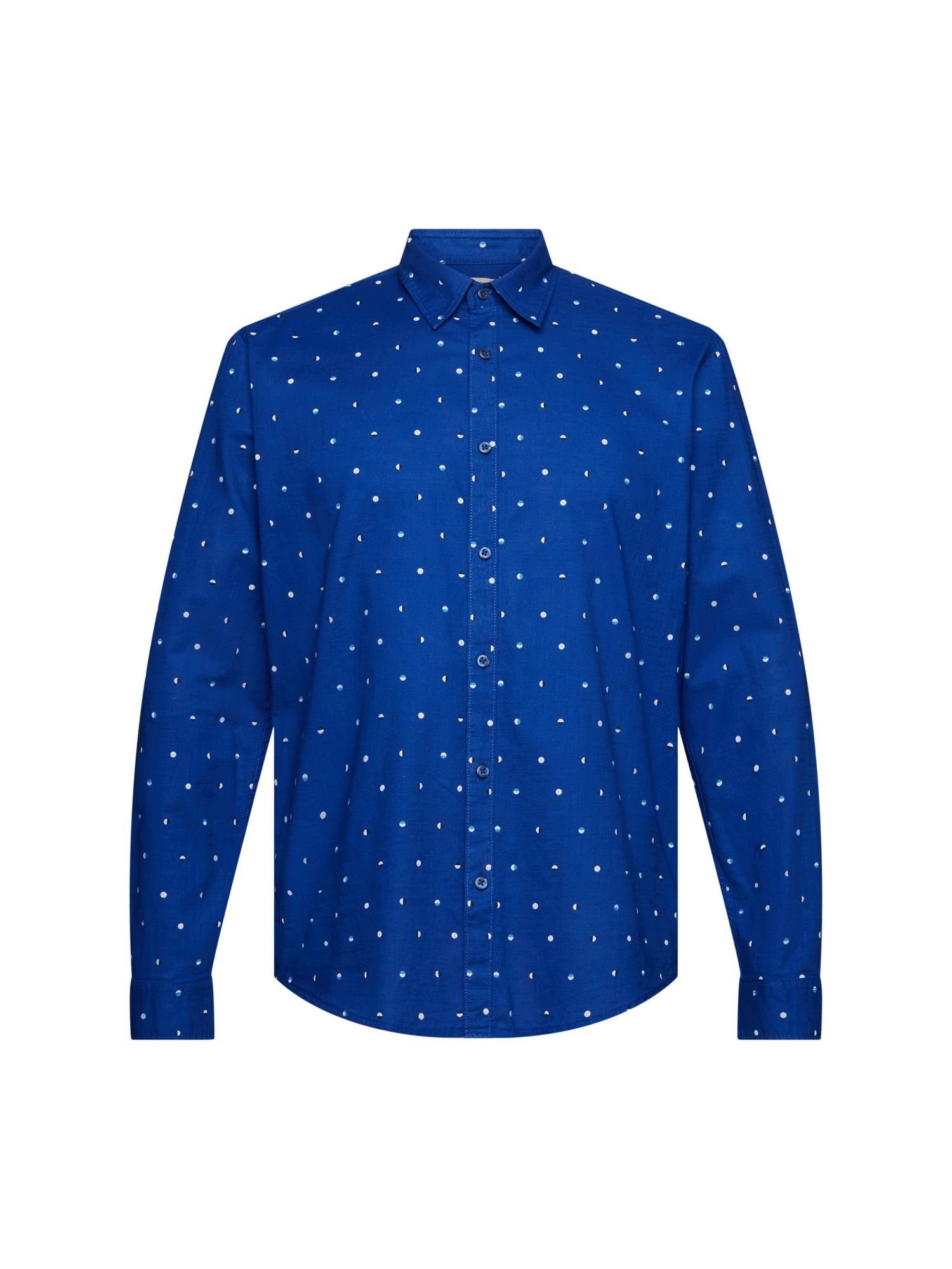 Lunar-Dot-Muster mit edc Langarmhemd by INK aus Hemd Baumwolle Esprit Slub