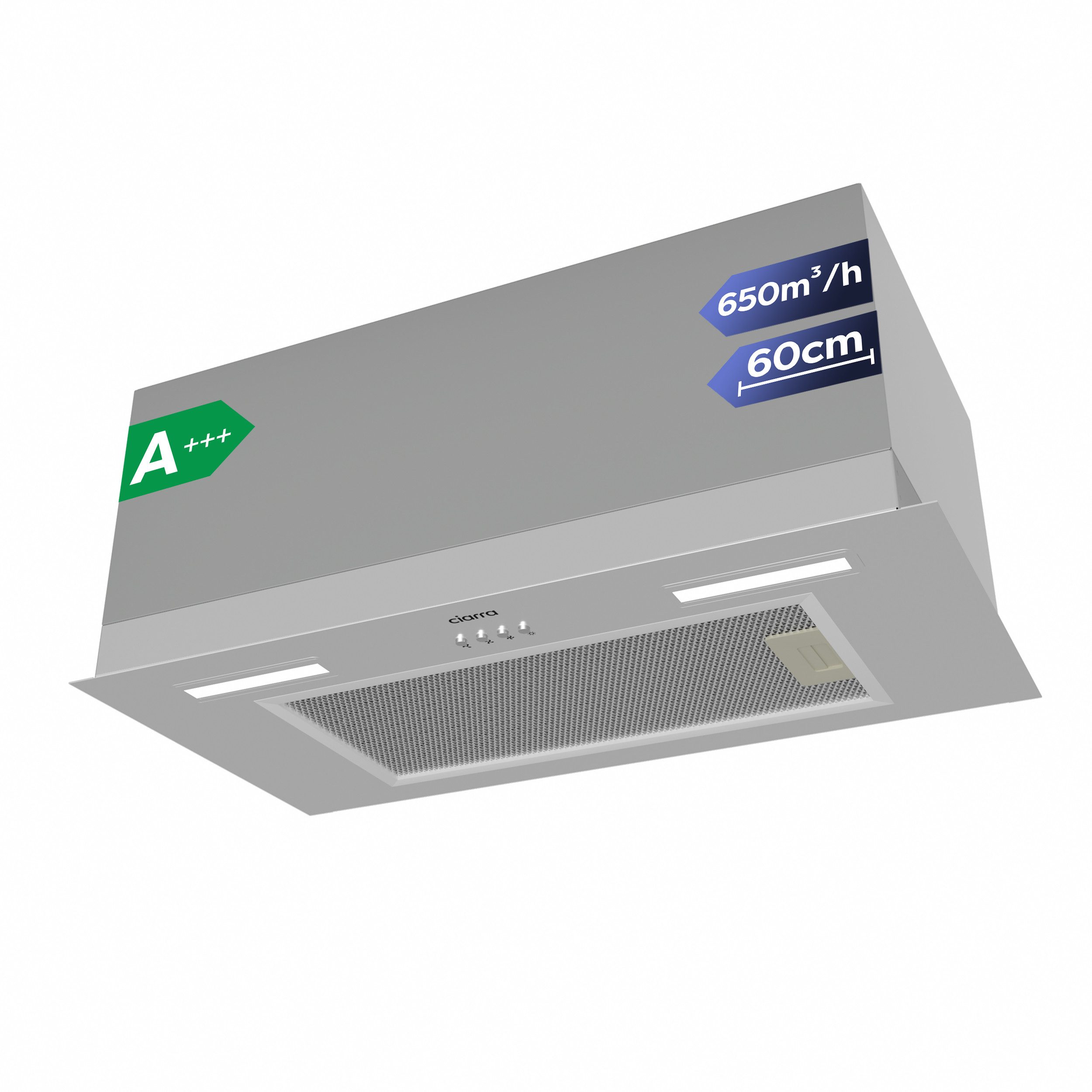 CIARRA Unterbauhaube VM6926AS VM6926AS, A+++ 650 m³/h Integrierte Unterbau-Dunstabzugshaube 60 cm Einbauhaube