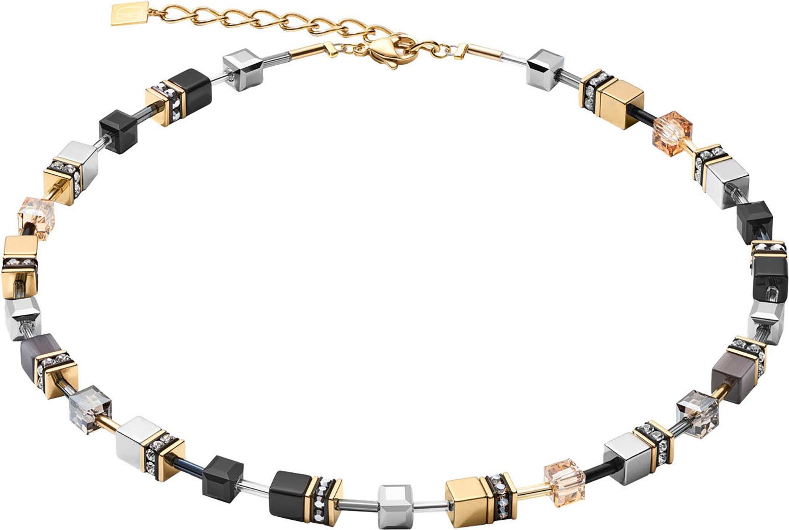 COEUR DE LION Collier Schmuck Geschenk Edelstahl GeoCUBE® Würfelkette, Made in Germany - mit Swarovski® Kristall, Strassstein, Schmuckstein