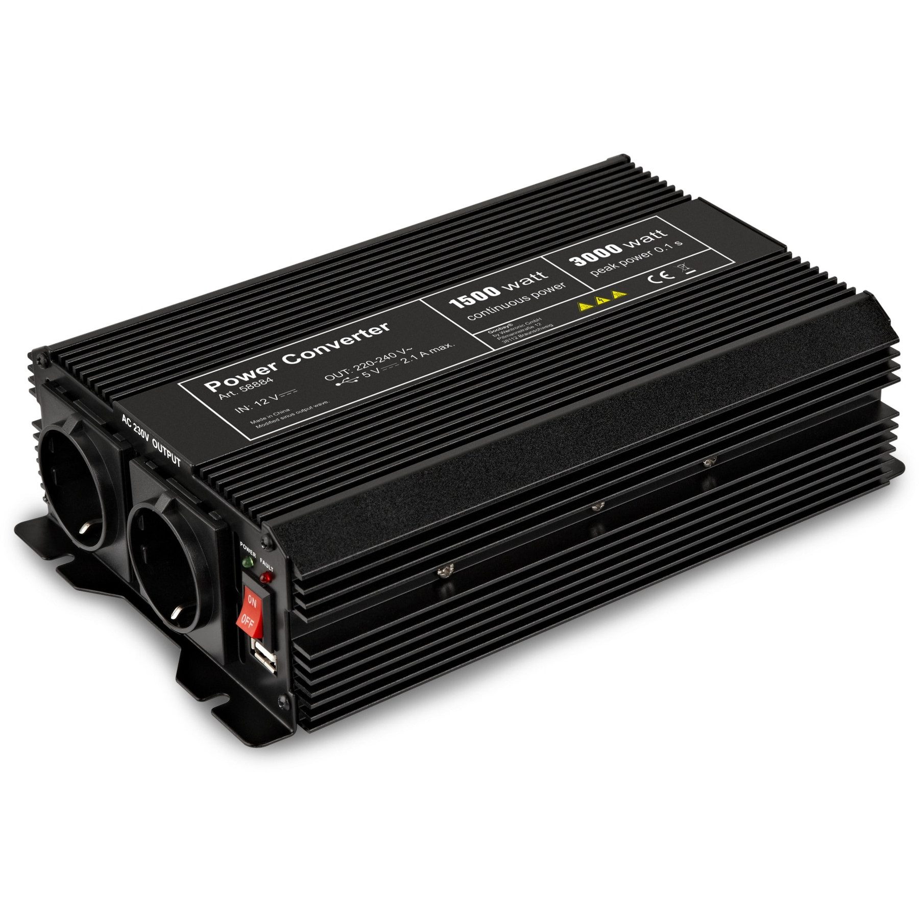 Wechselrichter GOOBAY Wechselrichter, 12V-/230V~,1500W