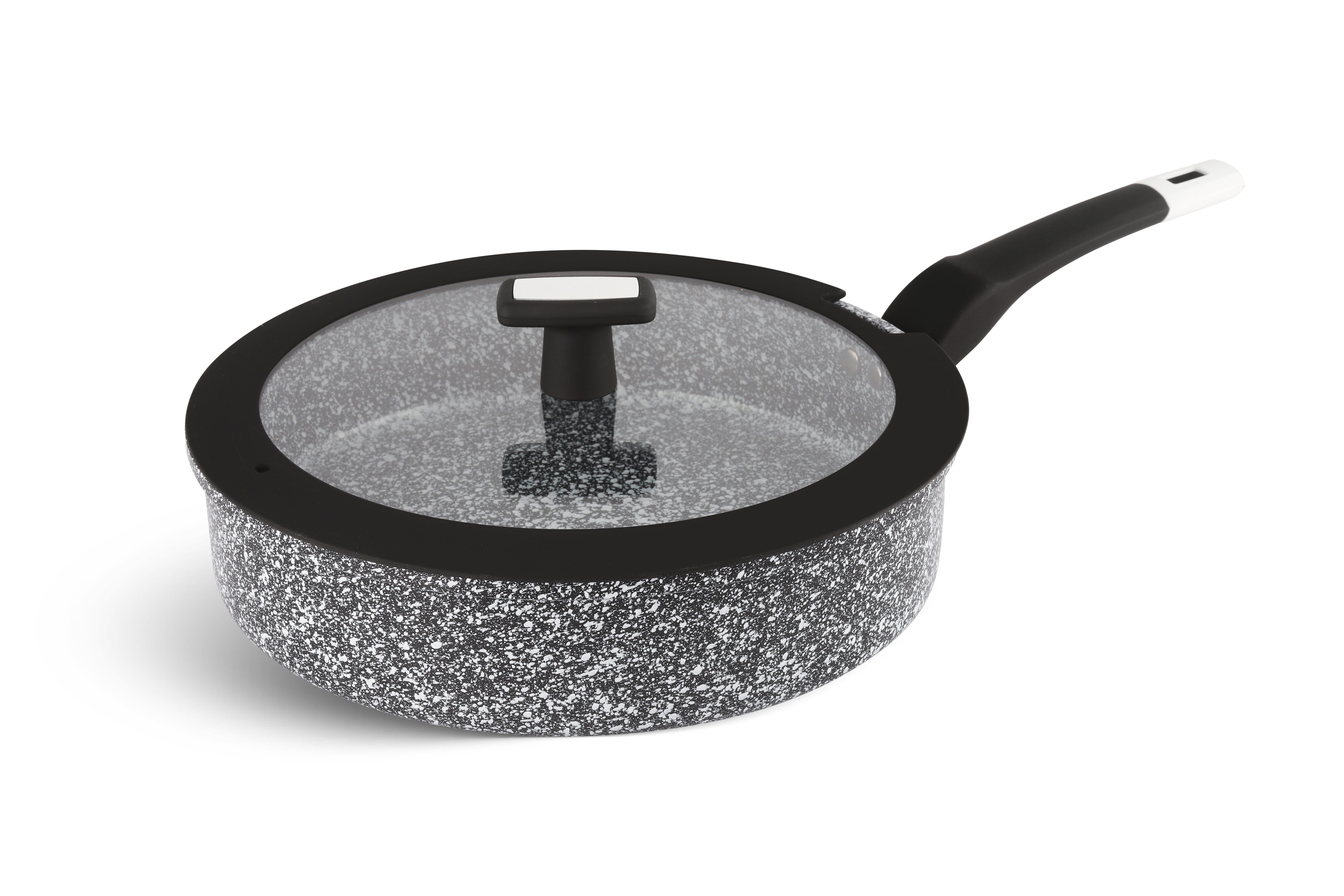 Edenberg Bratpfanne Hochwertige Bratpfanne mit Keramik- Granitbeschichtung mit Glasdeckel, Aluminiumguss (24cm 26cm 28cm, Die beste Geschenkidee für jeden Anlass. Hochwertig)