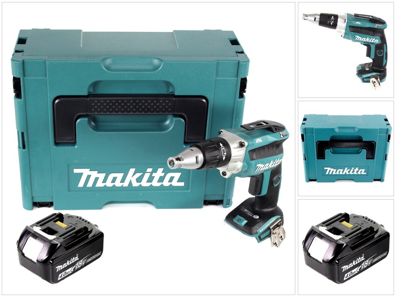 Makita Akku-Trockenbauschrauber DFS 250 M1J Akku Trockenbauschrauber 18 V Brushless + 1x Akku 4,0 Ah