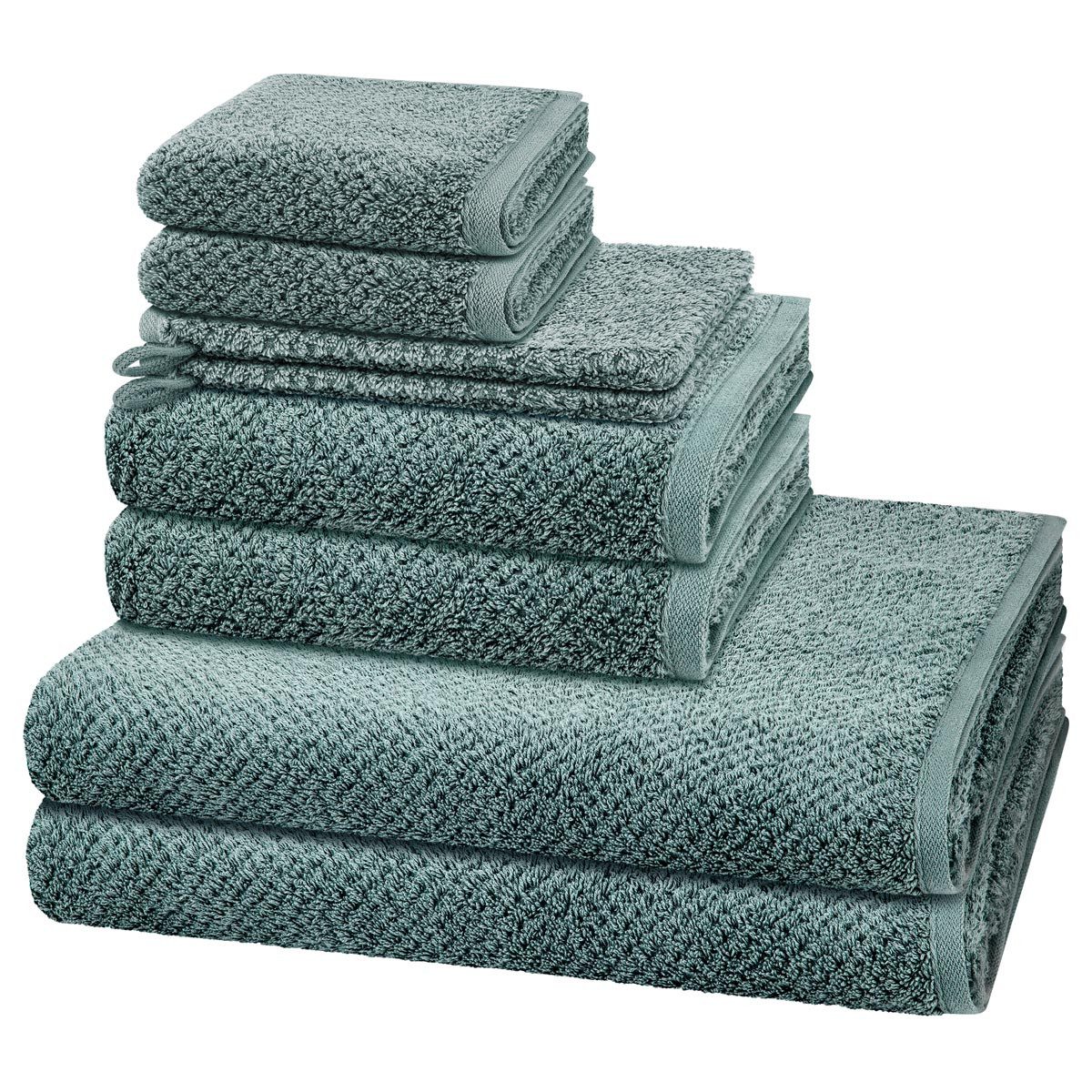 Cawö Handtuch Set Pure, Walkfrottee (Spar-Set, 8-St), 2 X Wasch- 2 X Gäste- 2 X Dusch- 2 X Handtuch im Set - Baumwolle