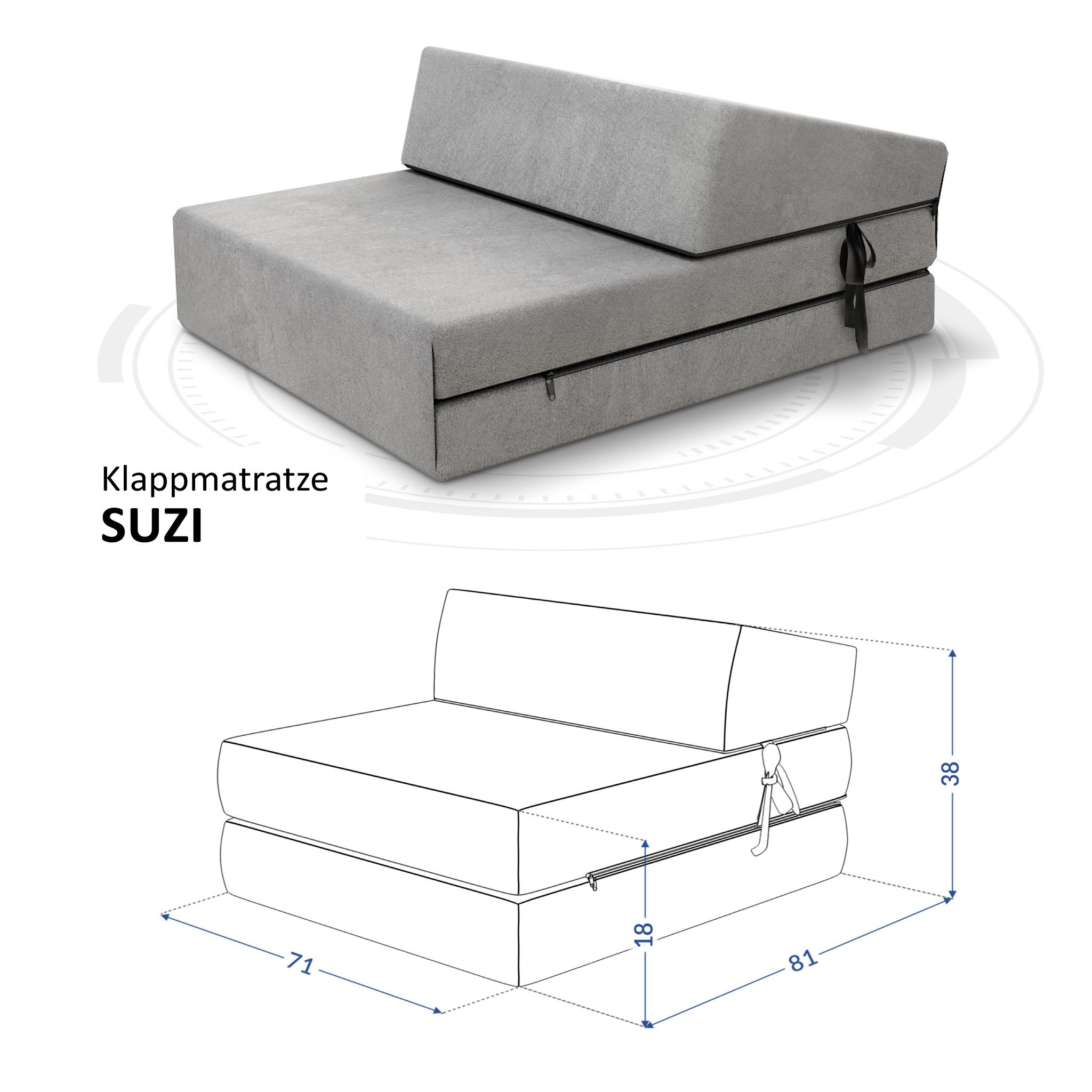 Klappmatratze Suzi, FDM, 9 cm hoch, (1)