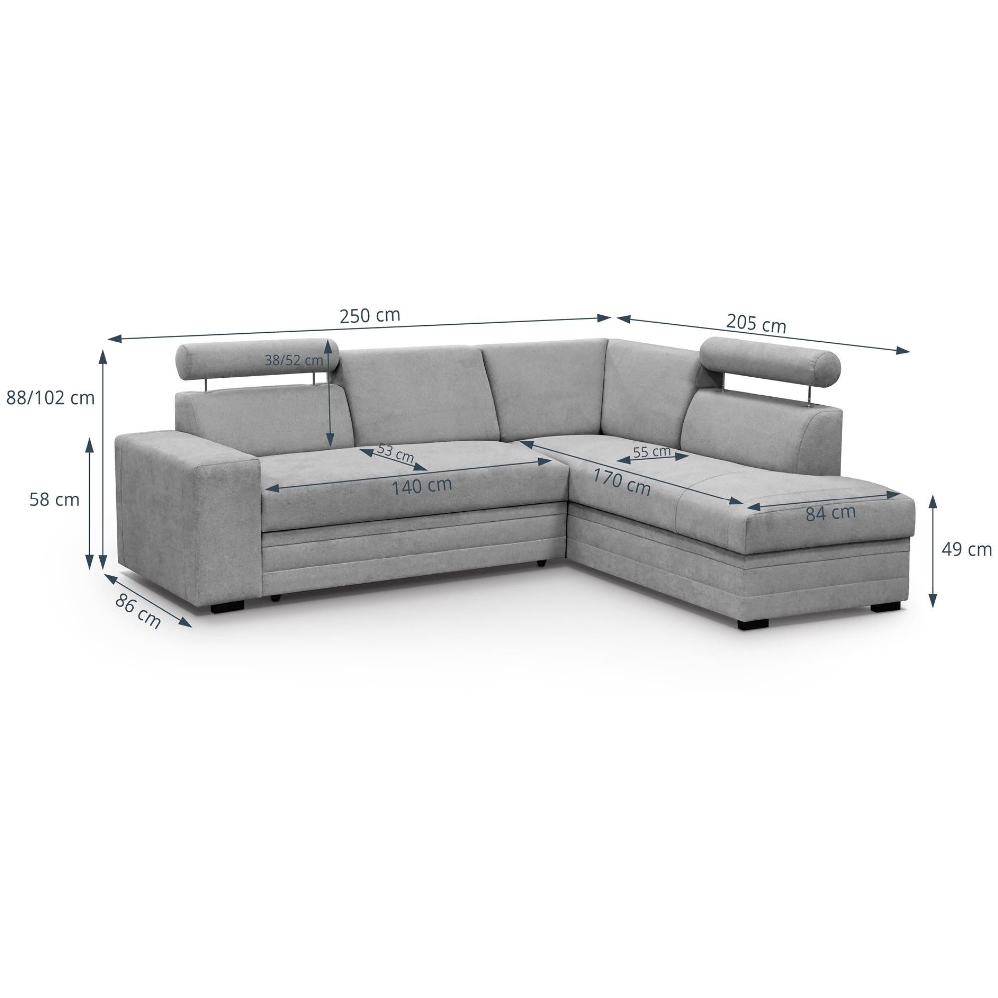 Beautysofa Polstergarnitur im modernen Stil, mit verstellbaren Kopfstützen Roma, (modernes Set Eckgarnitur mit Sessel, Schlaffunktion, Bettkasten, verstellbare  – Bild 5 von 5