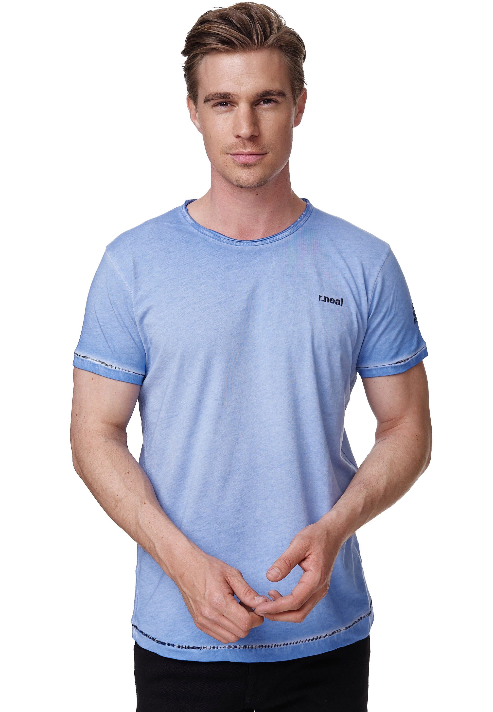 Diskont Rusty Neal T-Shirt im blau trendigen Vintage-Look
