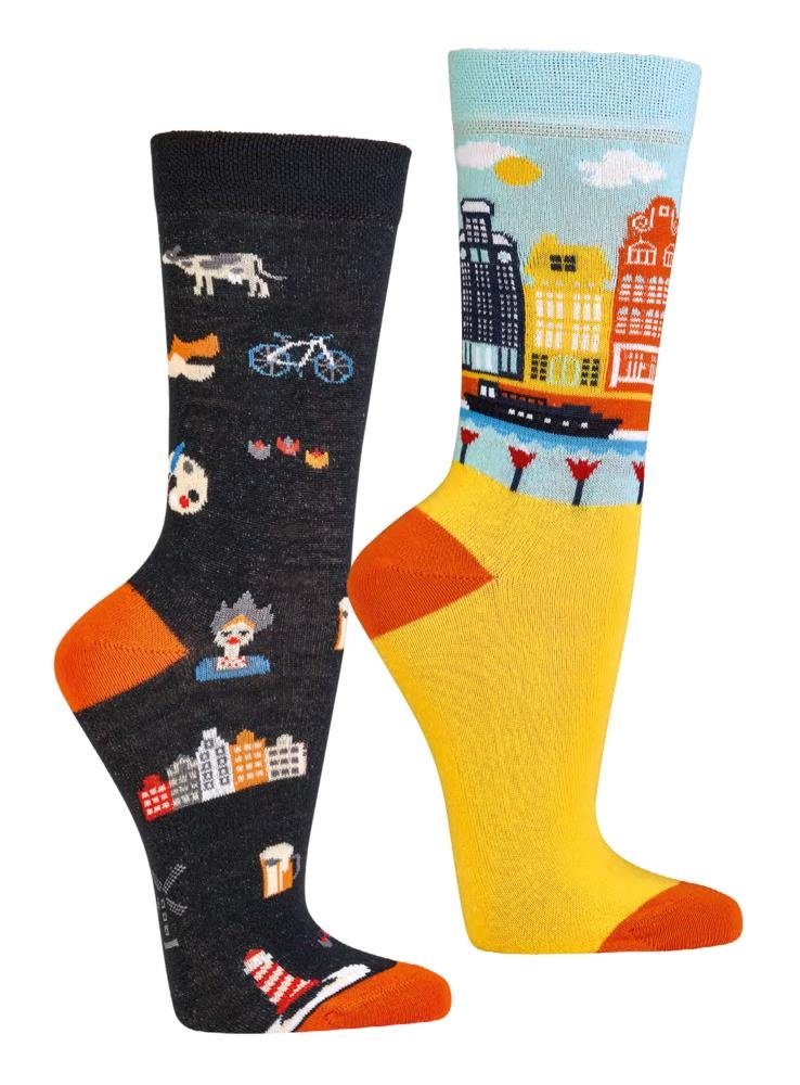 FussFreunde Freizeitsocken 2 Paar Fun Socken, ANTI-LOCH-GARANTIE mit Socken, über 70 Motive, Spaß Niederlande