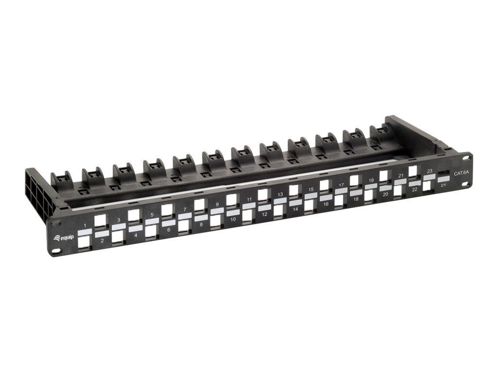 EQUIP Panel für 24x Keystone Jack Cat.6A, ungeschirmt, schwarz Netzwerk-Switch