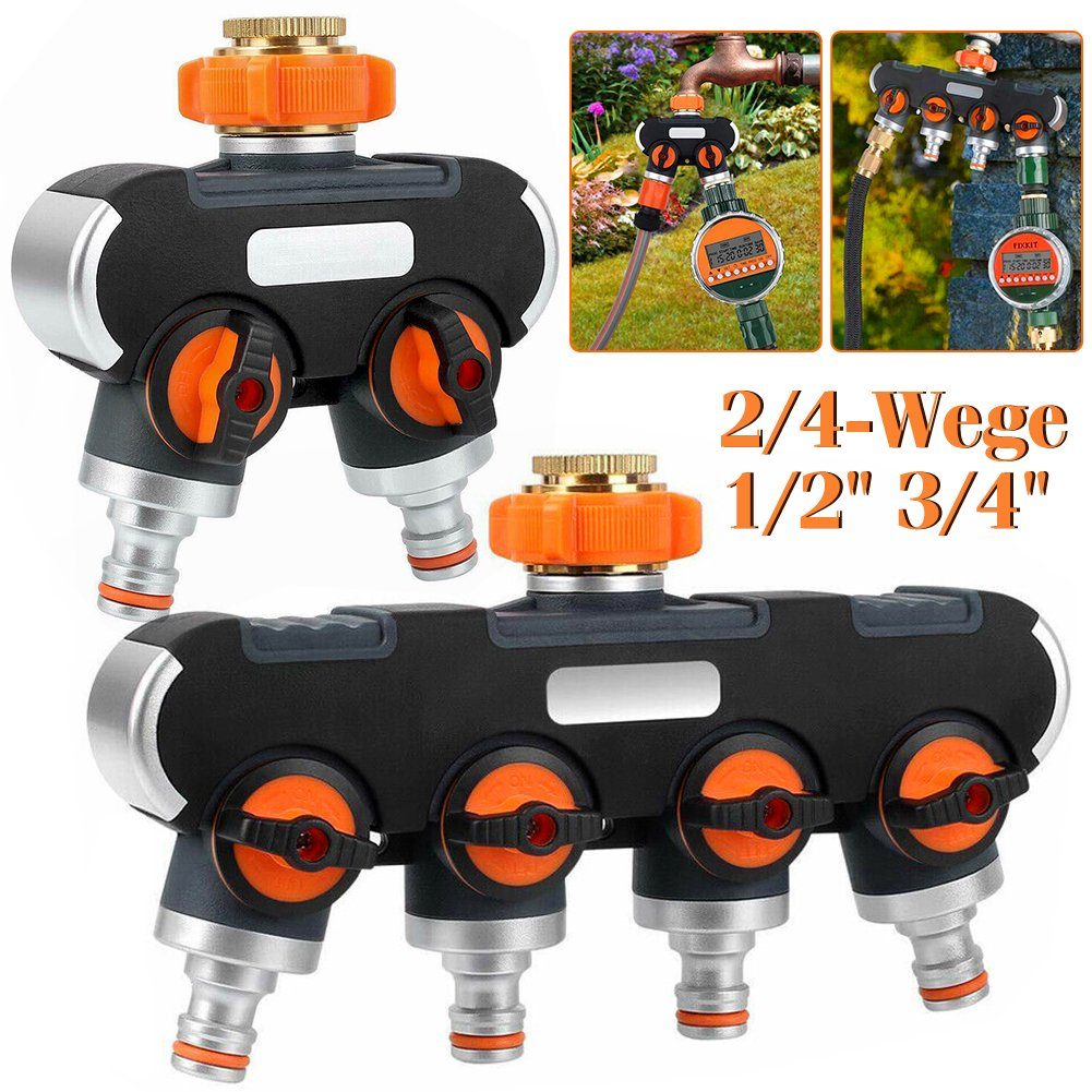 OSTWOLKE Насосыsventil 2/4Wege Wasserhahn Wasserverteiler für 1/2" 3/4" Gartenschlauch Ventil