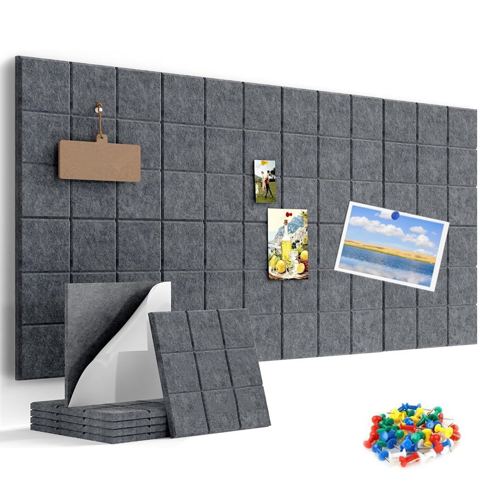AFKSMILE Pinnwand 12 Stück Filz Pinnwand Selbstklebend, 30x30cm Dekorative Filzboard