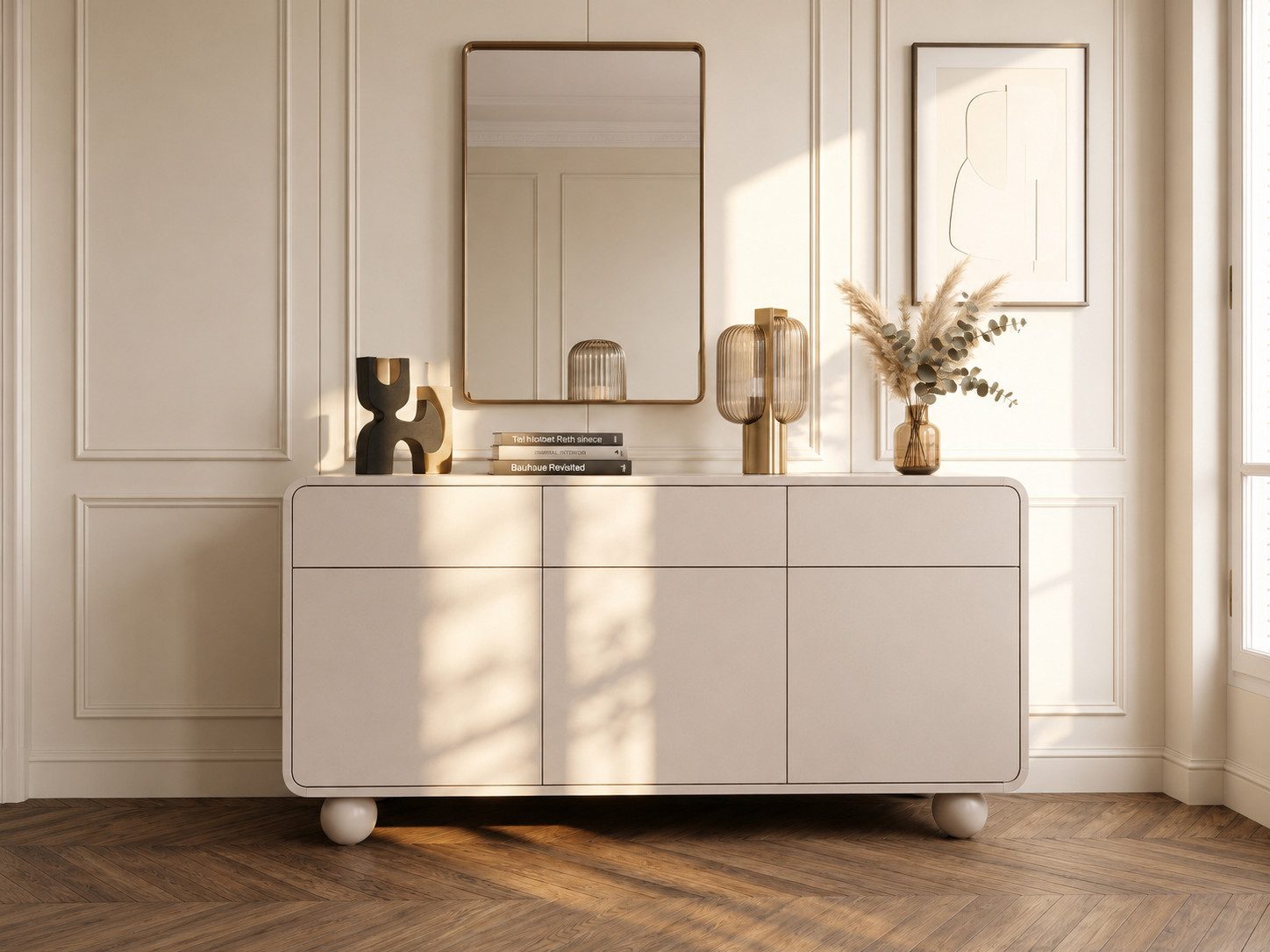Compleo Kommode Sideboard elegant, auf runden Füßen, Breite: 160 cm ALDOS
