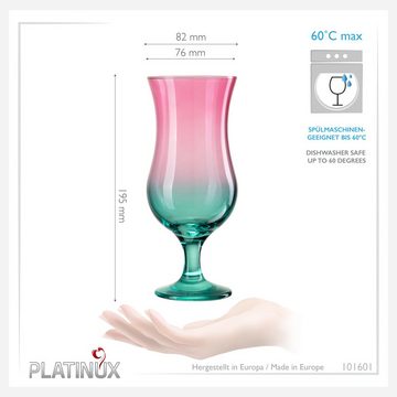 PLATINUX Cocktailglas Cocktailgläser Rosa-Türkis, Glas, Bunt 400ml (max. 470ml) Longdrinkgläser Partygläser Milkshake Groß