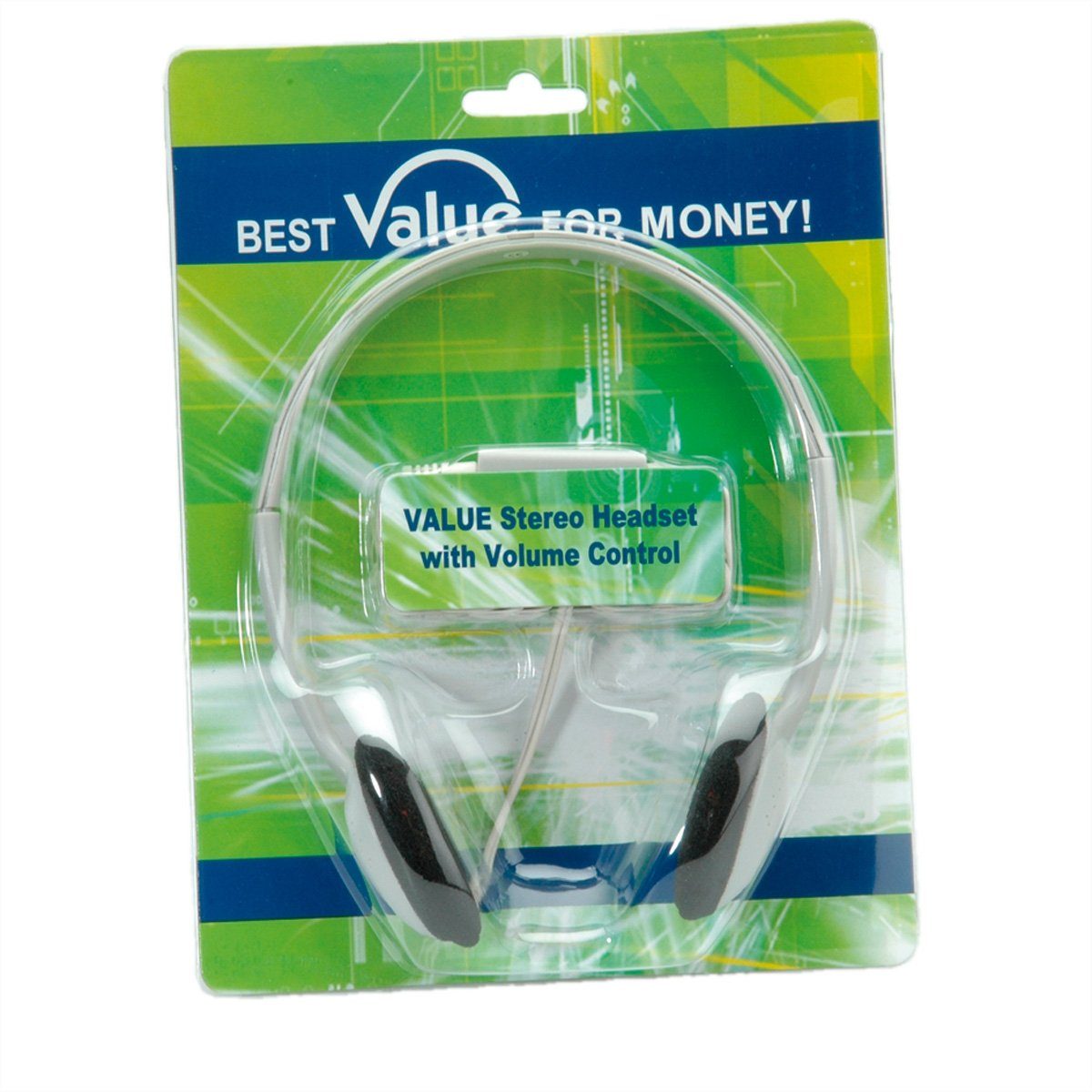 VALUE Stereo Kopfhörer mit Lautstärkeregler, grau Audio- & Video-Adapter, 180.0 cm