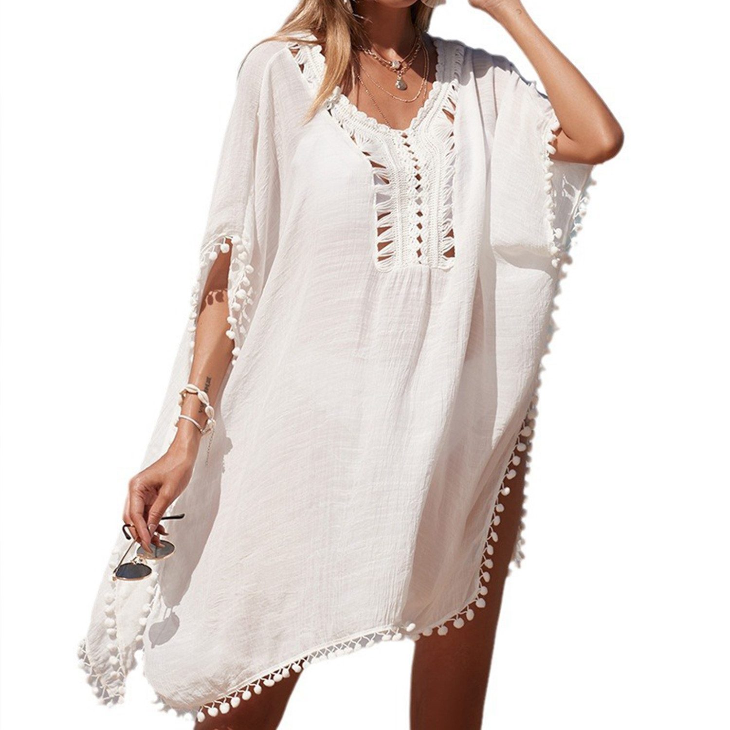 RWEUOQ Blusenkleid Strandkleid, entspannter Komfort, Handkragen, günstig online kaufen