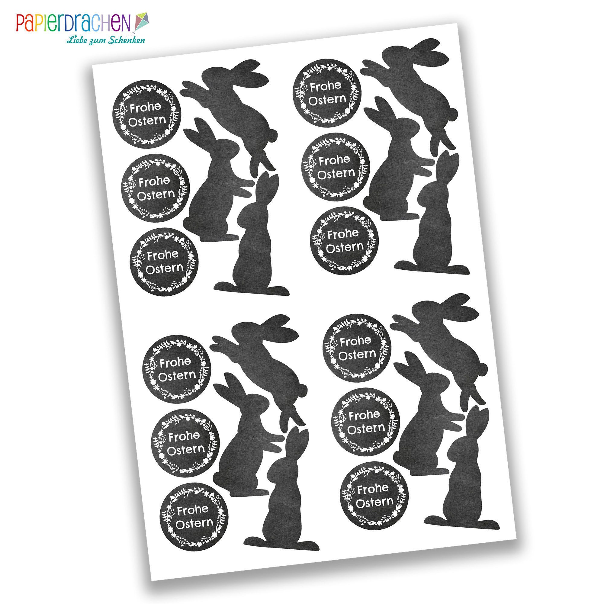 PAPIERDRACHEN Sticker Osteraufkleber - zum Verzieren und Gestalten