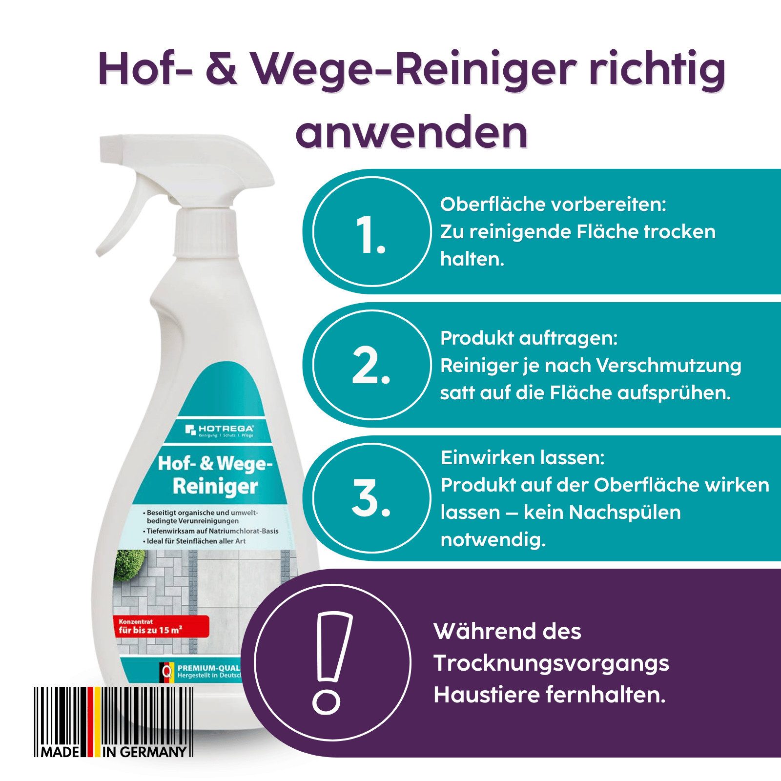 HOTREGA® Wegereiniger Steinreiniger Terrassenreiniger Pflasterreiniger 750ml Universalreiniger