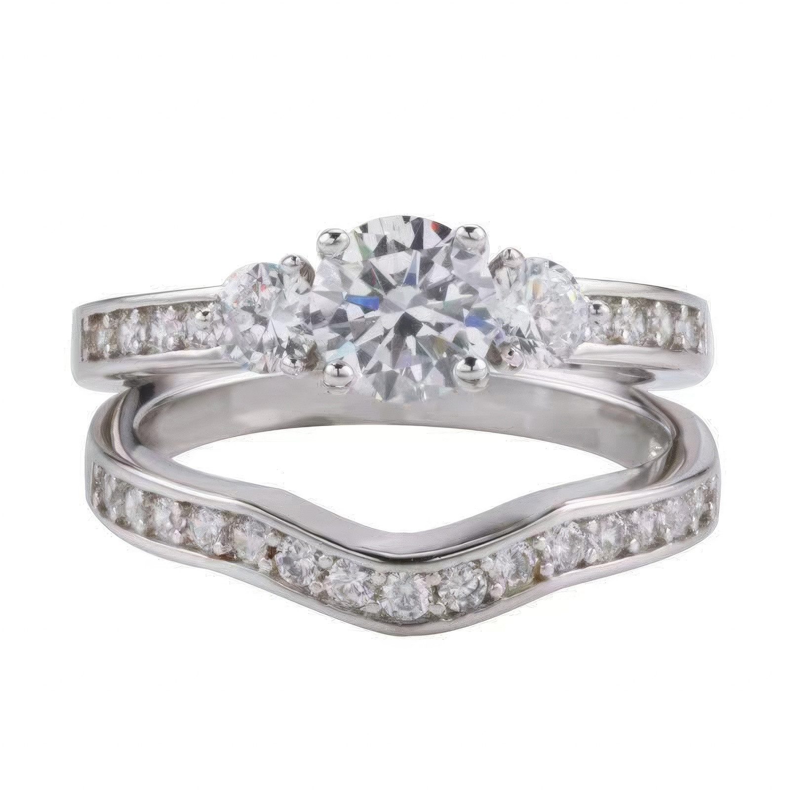Jumpeak Diamantring Diamantring Rund,14K Gold Labordiamant Ring, Hochzeit Band Braut Set, 1ct Stapelbarer Damenring, Jubiläumsring, Diamanten im Brillantschliff