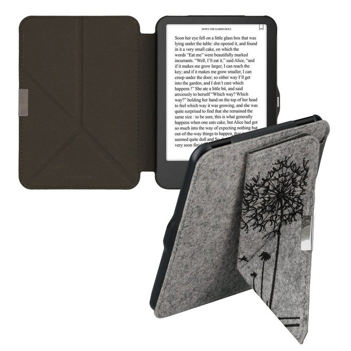 kwmobile E-Reader-Hülle Filz Hülle für Tolino Vision 1 / 2 / 3 / 4 HD Cover eReader Case mit Standfunktion Magnetverschluss