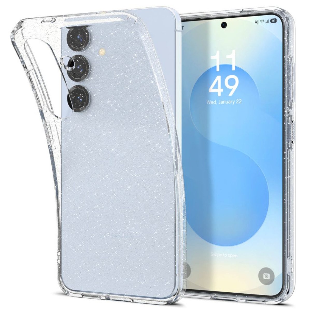 Spigen Handyhülle Liquid Crystal Transparent Glitzernd Kompatibel mit Samsung Galaxy S25 6,2, Transparente Optik mit dezentem Glitzereffekt und schlankem Profil