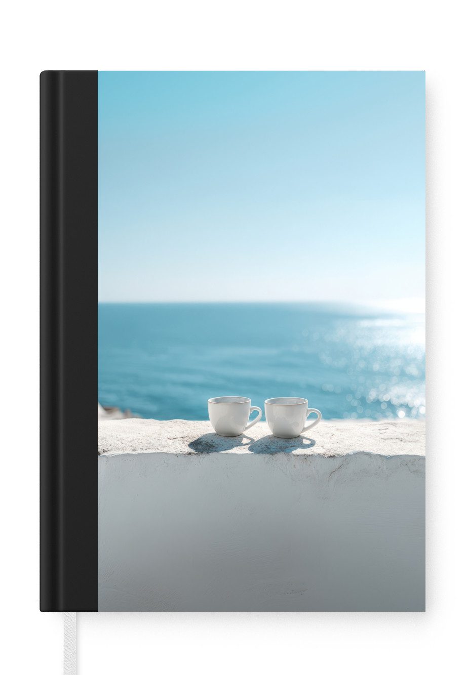 MuchoWow Notizbuch Meer - Kaffeetassen - Sommerlich, Notebook, Notizblock a5, Tagebuch, Journal Liniert