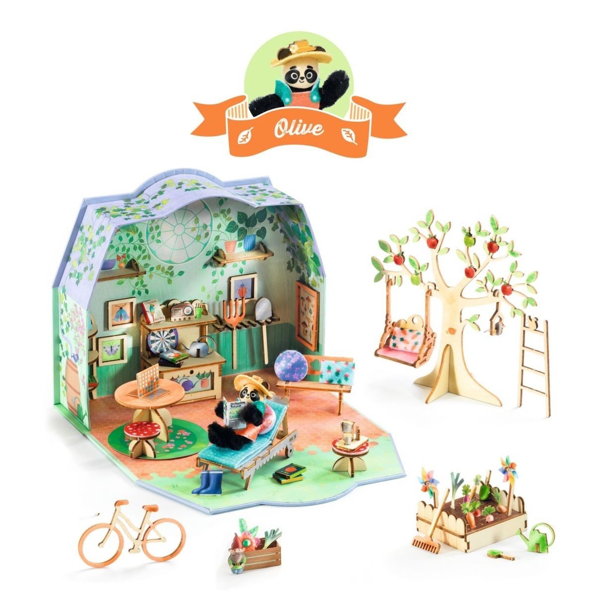 DJECO Spiel Mi House Olive Spielset für Kinder, Mi House Olive, Spielset
