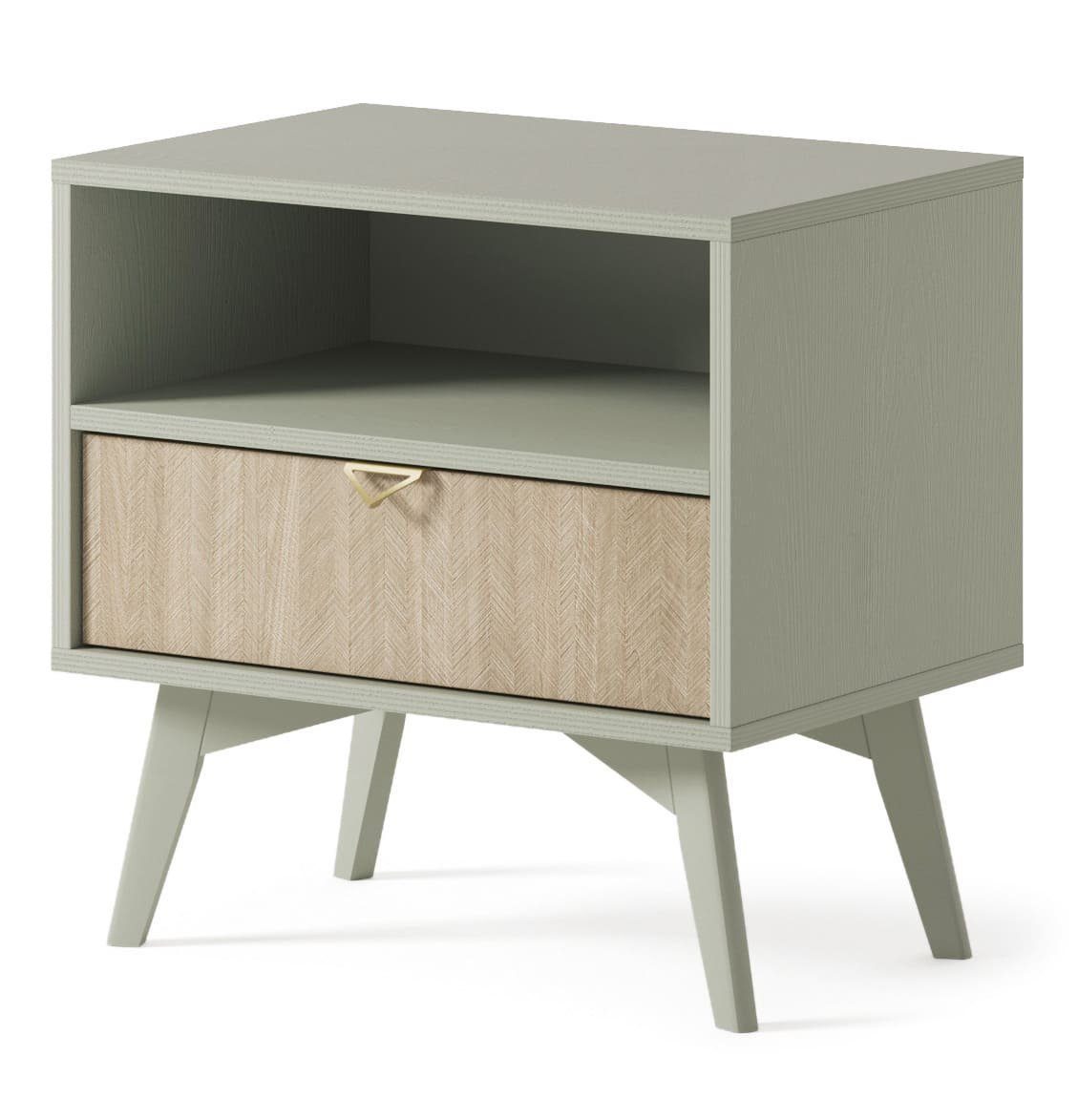 MOEBLO Nachttisch Abeto Nachttisch S54 (Nachttisch Nachtkommode Nachtschrank Nachtkonsole Beistelltisch Schlafzimmer mit schublade Goldene Türgriffe), (BxHxT): 54x54x38 cm