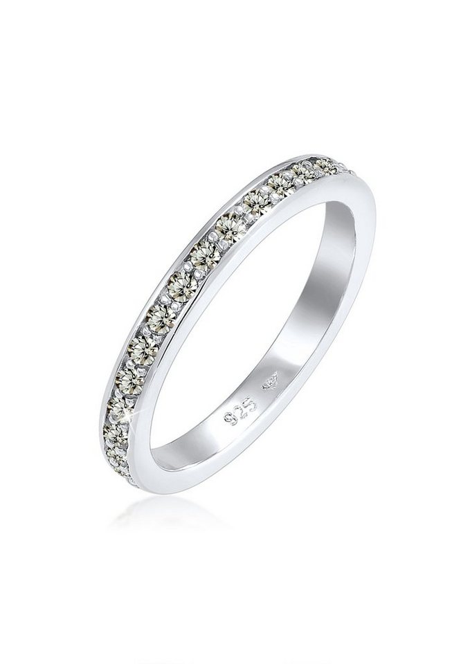 SORTIMENTUMSTELLUNG Kristall Damen Band Ring Silber beschichtet 17,8 mm