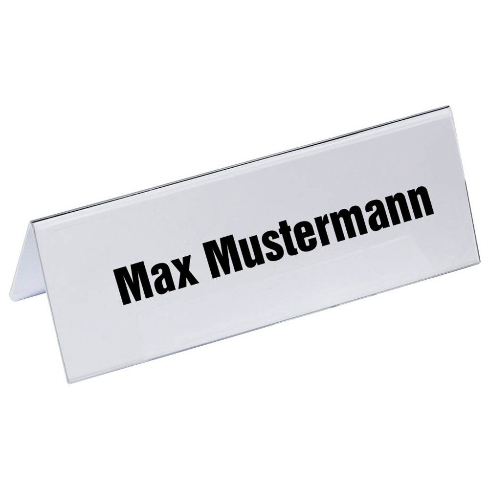 DURABLE Hinweisschild 10 Dachaufsteller Tischnamensschild Acryl 10,5 x 29,7 cm, Beidseitig beschreibbar und lesbar