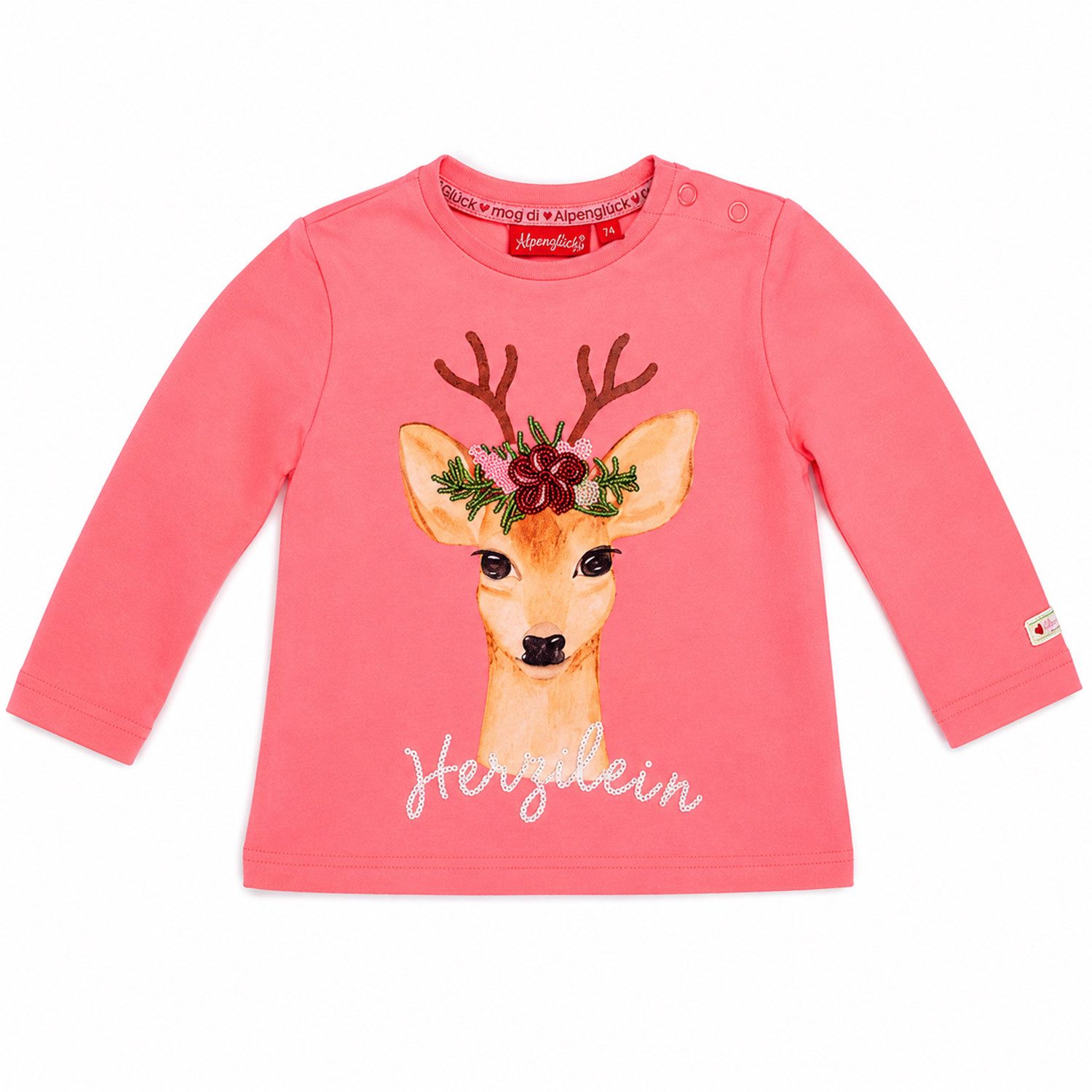 T-Shirt Baby Mädchen Langarmshirt 'Herzlein' 86671, Candy