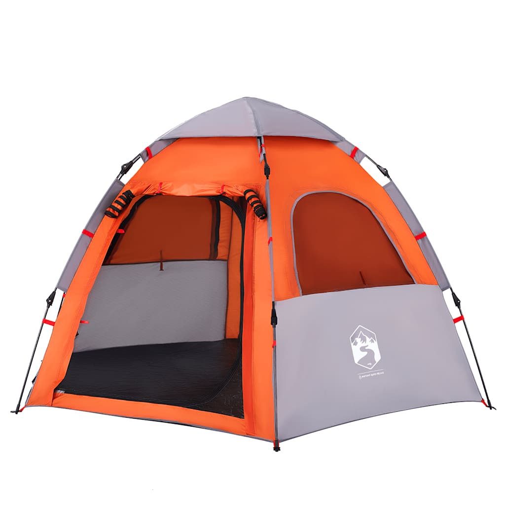 furnicato Faltzelt Campingzelt Kabine 260x217x150 cm Grau-Orange, (1 tlg), Wetterfestes Familienzelt für 4 Personen mit Quick-Release-System